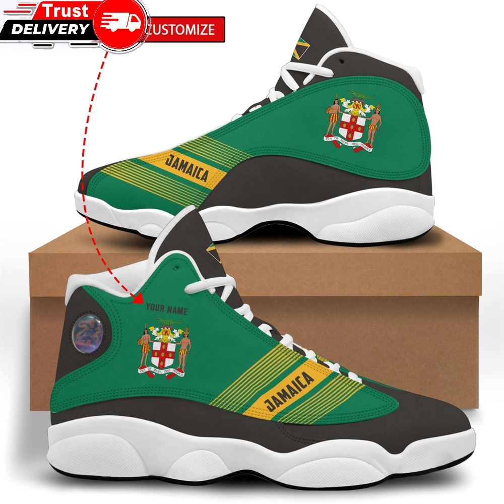 Jd 13 Sneaker, Jamaica High Top Sneakers Shoes All Over Print