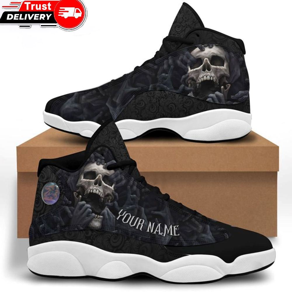 Jordan 13 Shoes, Personalized Name Blue Skull 13 Sneakers Xiii Shoes