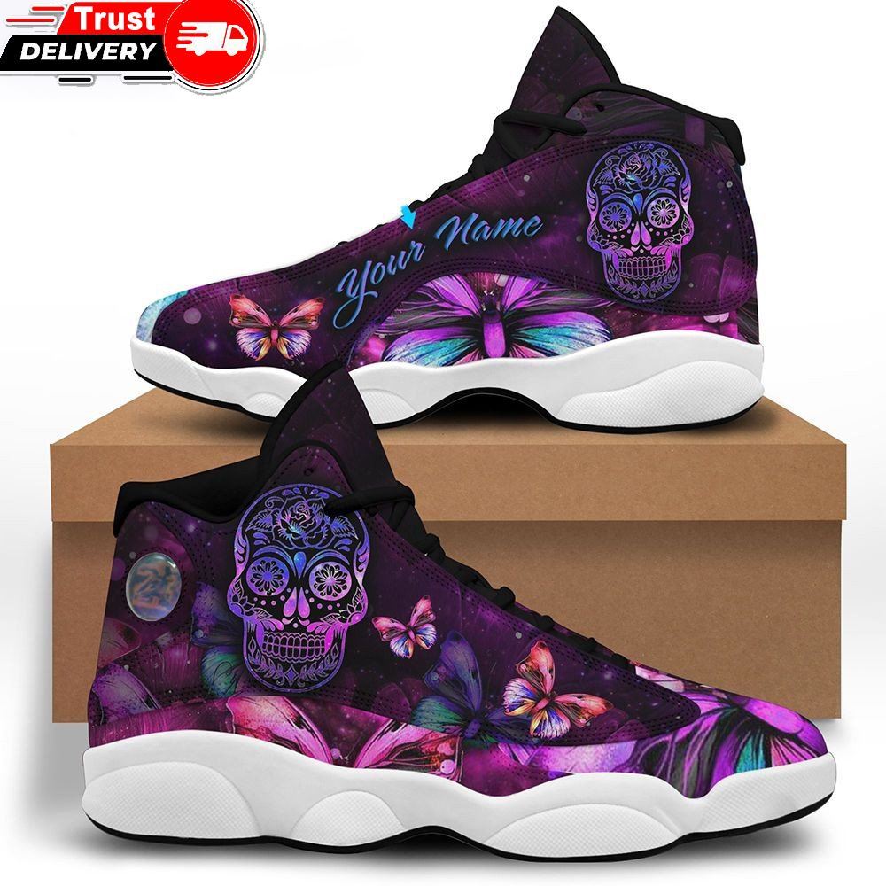Jd 13 Shoes, Personalized Name Skull Butterfly Flowers 13 Sneakers Xiii Shoes