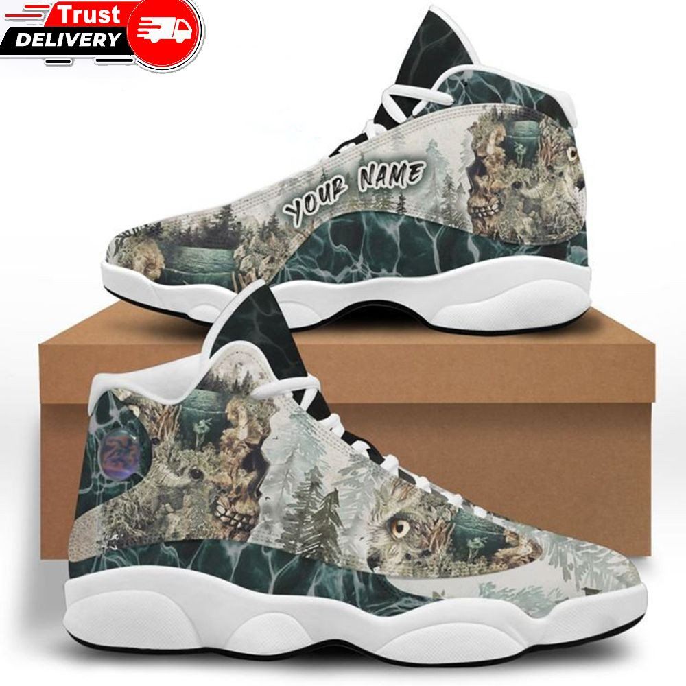 Jordan 13 Shoes, Personalized Name Skull Owl 13 Sneakers Xiii Shoes