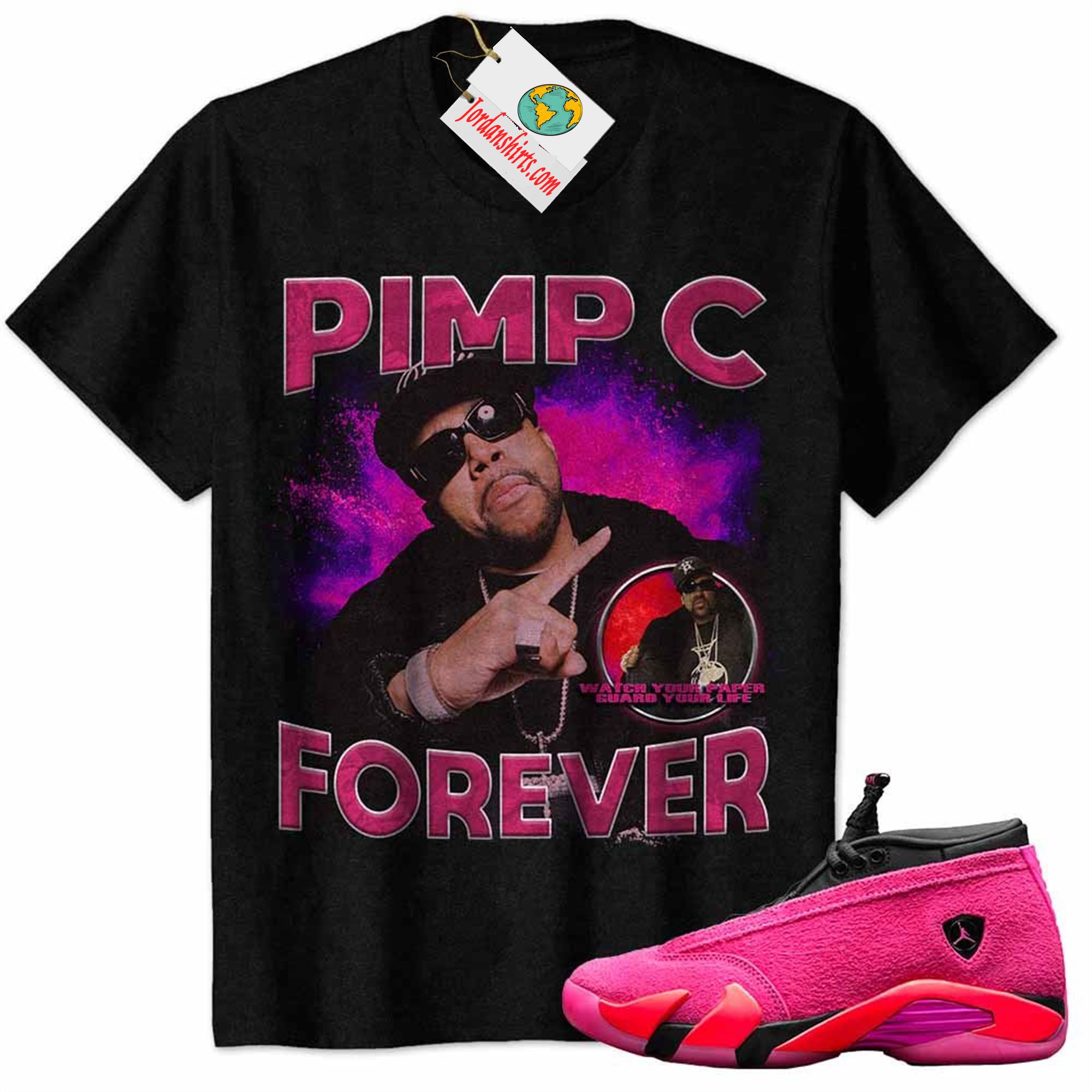 Jordan 14 Shirt, Pimp C Forever Vintage Black Air Jordan 14 Wmns Shocking Pink 14s Size Up To 5xl