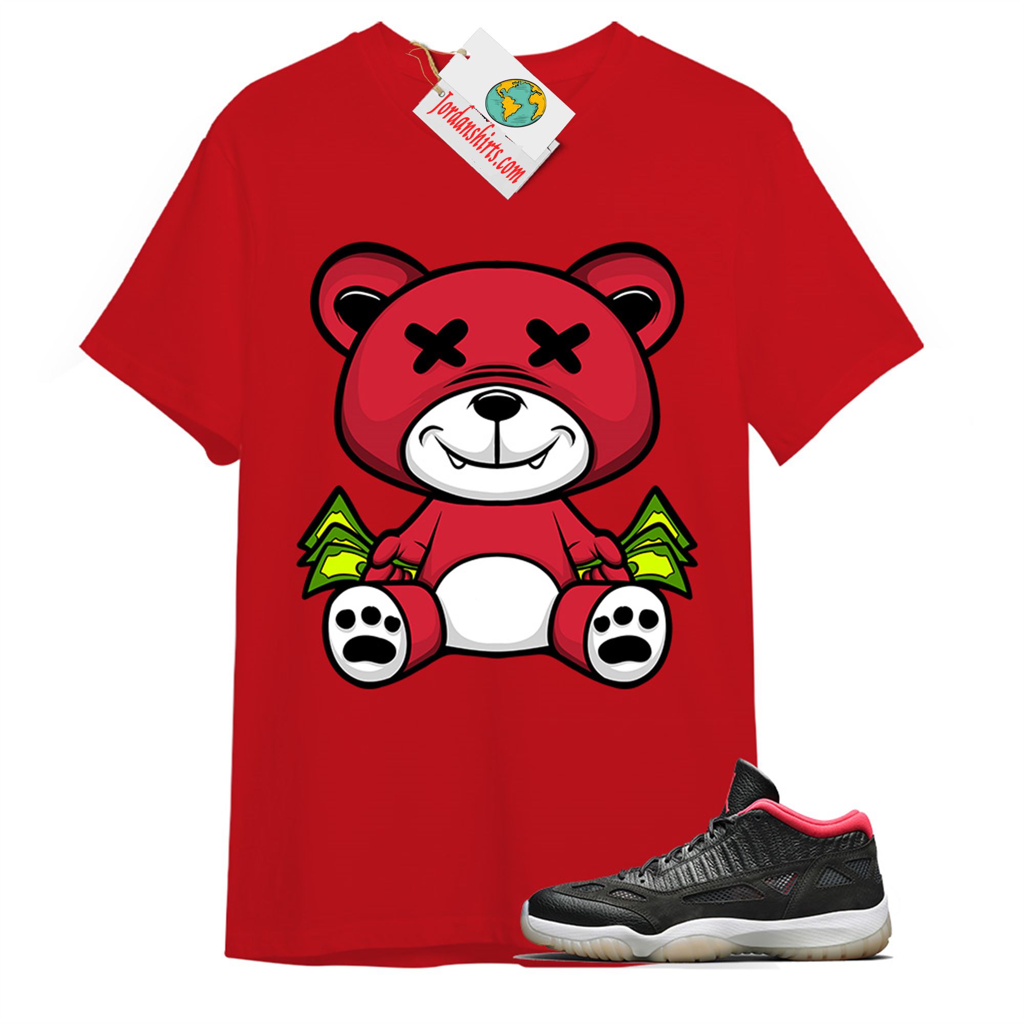 Jordan 11 Shirt, Rich Teddy Bear Red T-shirt Air Jordan 11 Bred 11s Full Size Up To 5xl