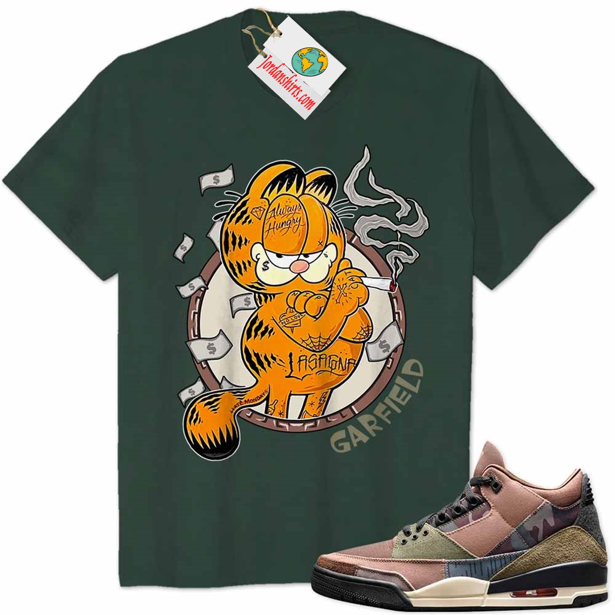 Jordan 3 Shirt, Rick Garfield Gangter Smoke Weed Forest Air Jordan 3 Patchwork 3s Size Up To 5xl