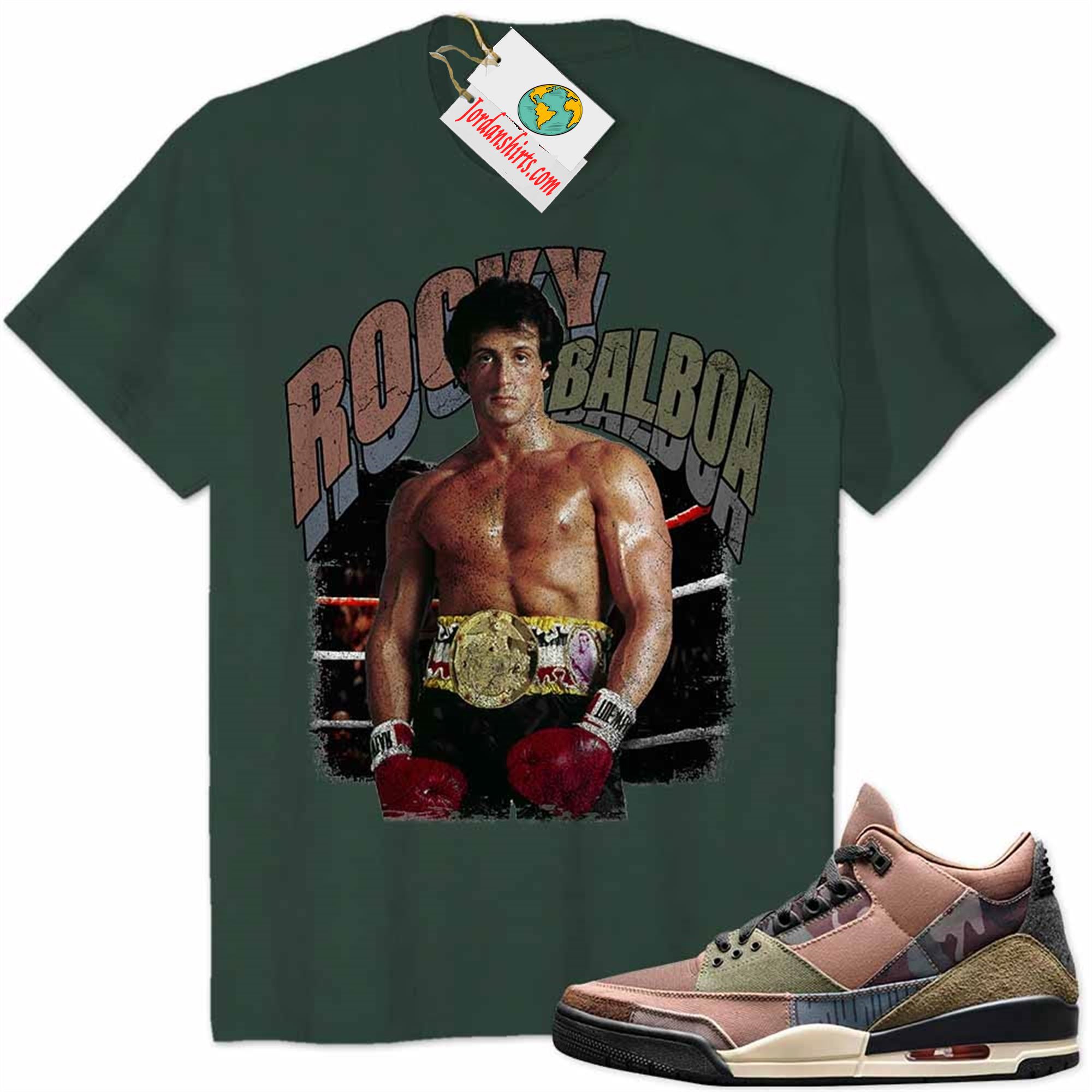 Jordan 3 Shirt, Rocky Balboa Sylvester Stallone Vintage 90s Forest Air Jordan 3 Patchwork 3s Size Up To 5xl