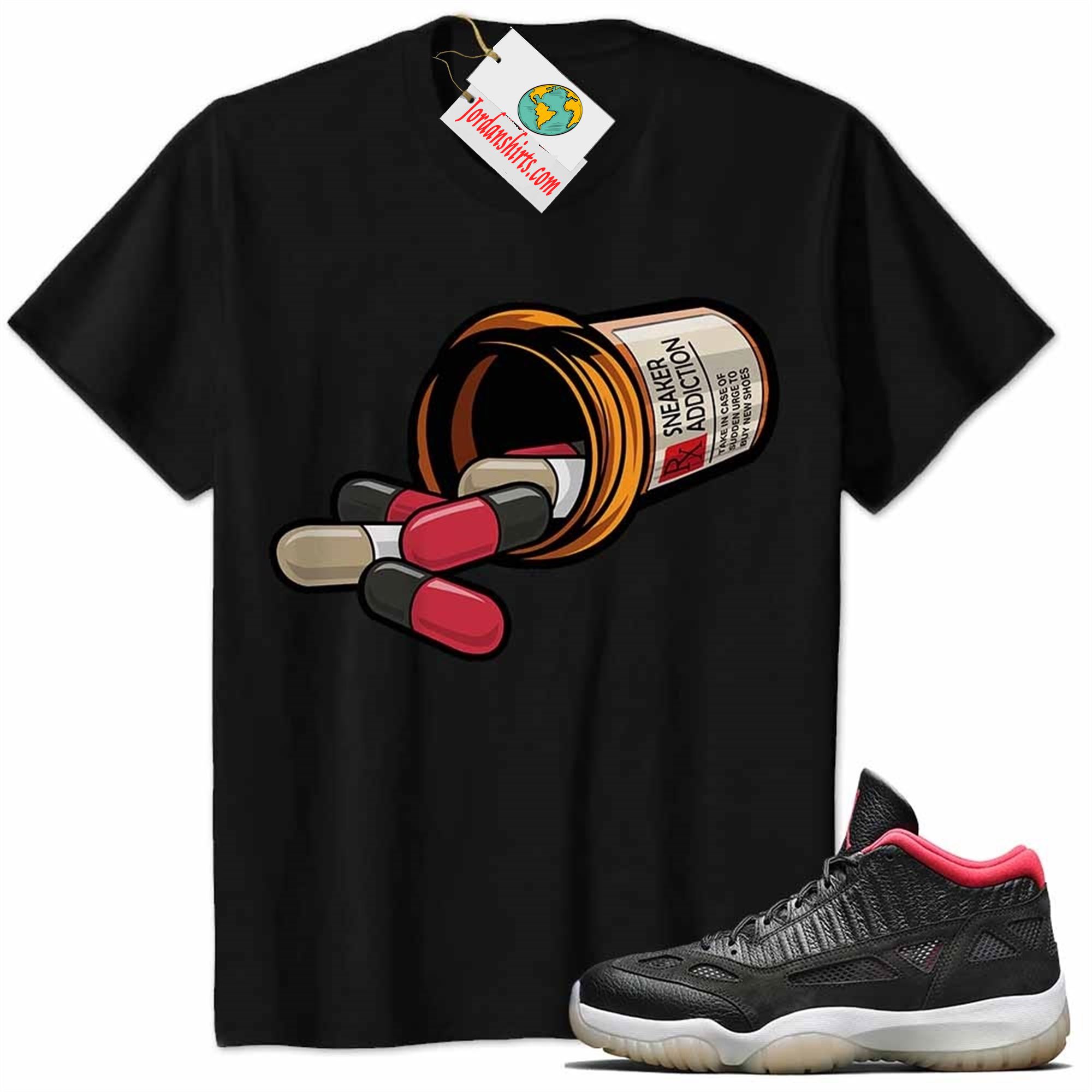 Jordan 11 Shirt, Rx Drugs Pill Bottle Sneaker Addiction Black Air Jordan 11 Bred 11s Full Size Up To 5xl