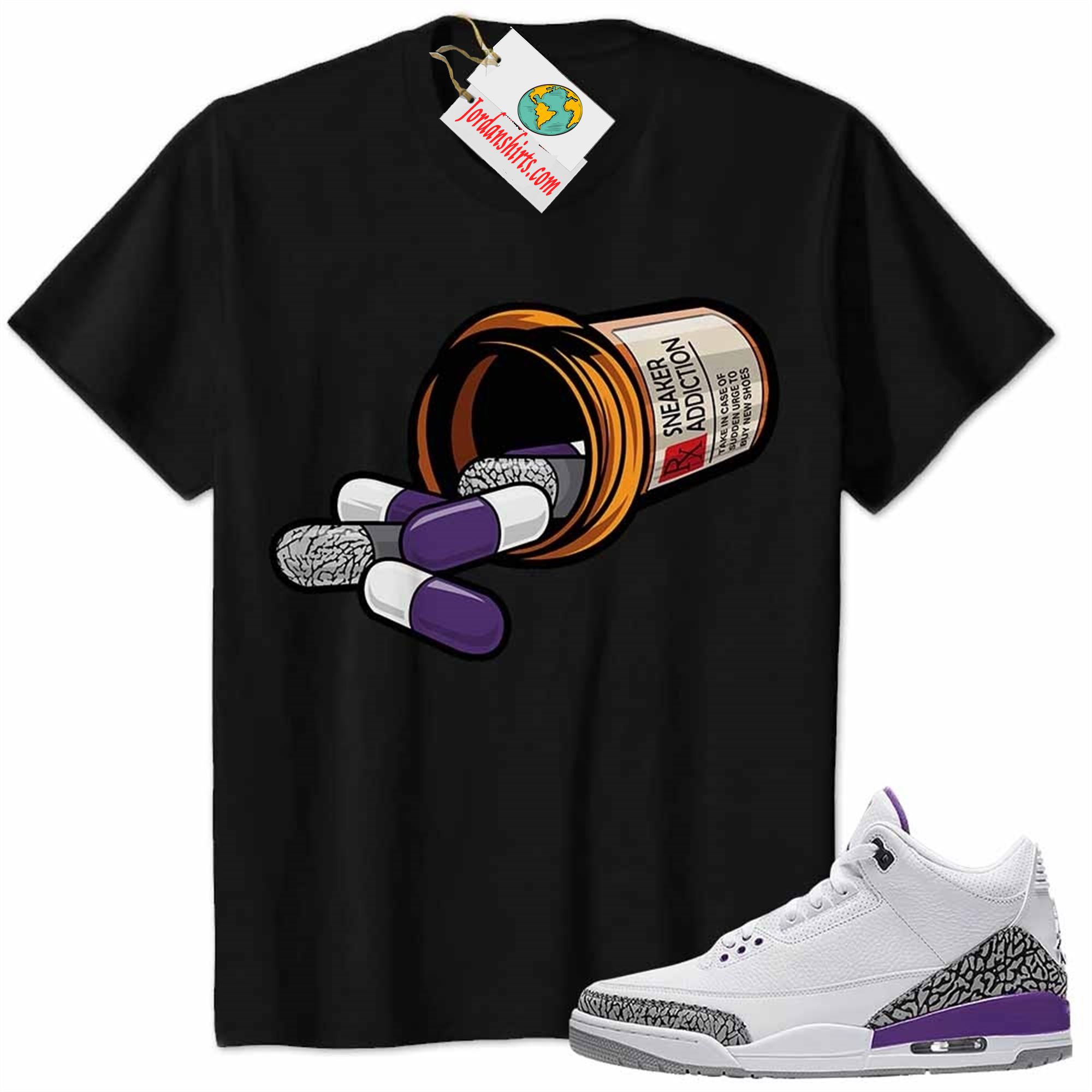 Jordan 3 Shirt, Rx Drugs Pill Bottle Sneaker Addiction Black Air Jordan 3 Wmns Dark Iris Violet Ore 3s Plus Size Up To 5xl