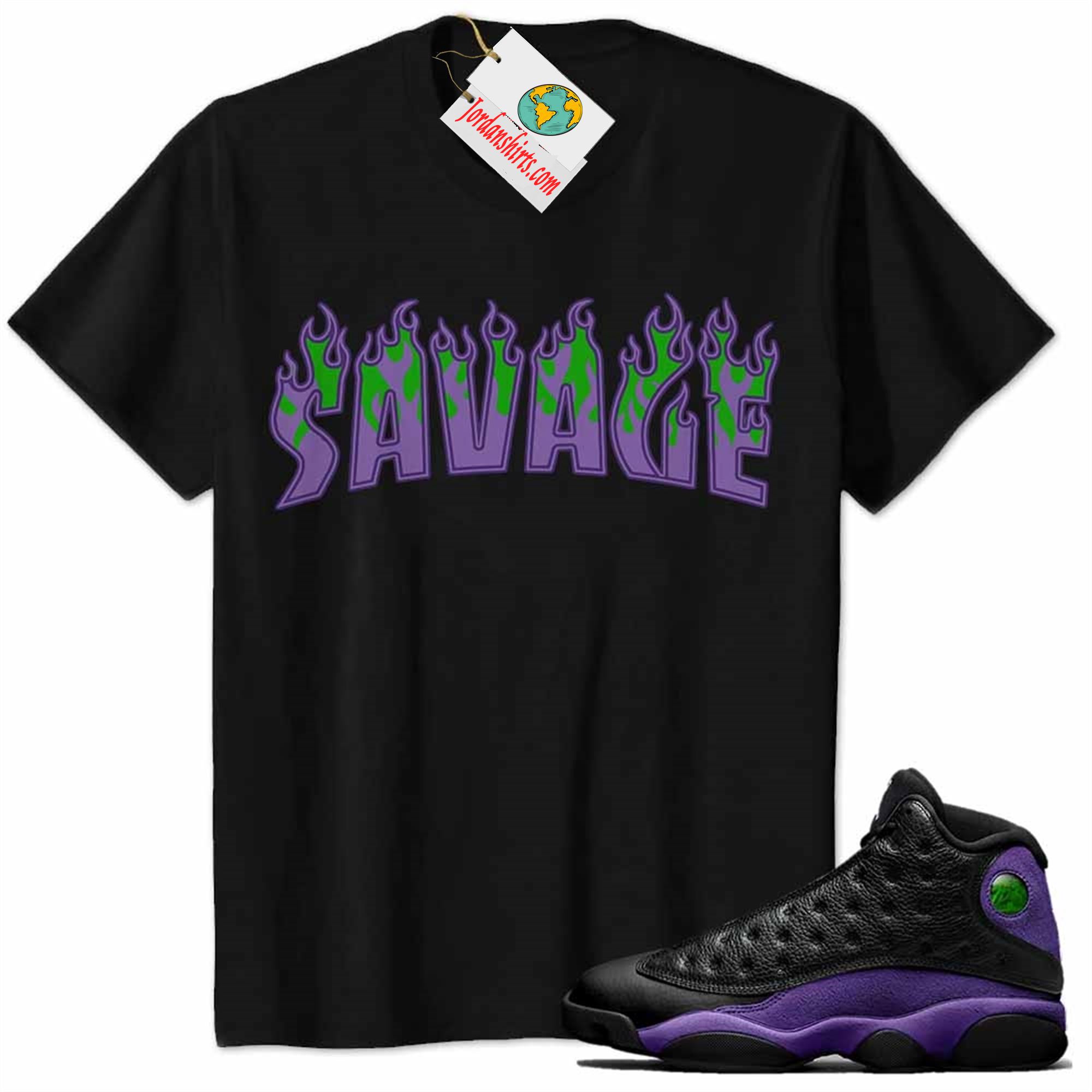 Jordan 13 Shirt, Savage Fire Style Black Air Jordan 13 Court Purple 13s Size Up To 5xl