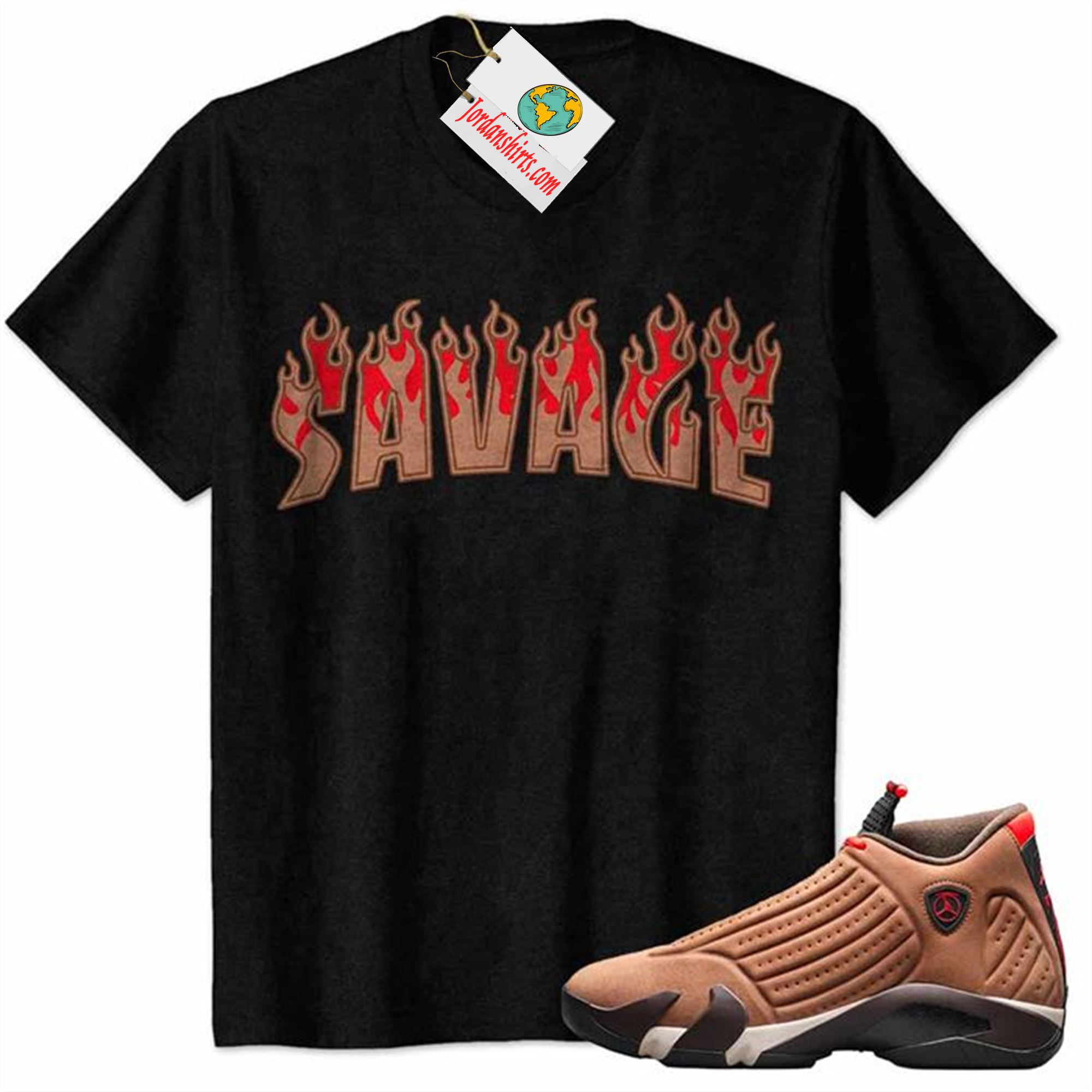 Jordan 14 Shirt, Savage Fire Style Black Air Jordan 14 Winterized 14s Full Size Up To 5xl