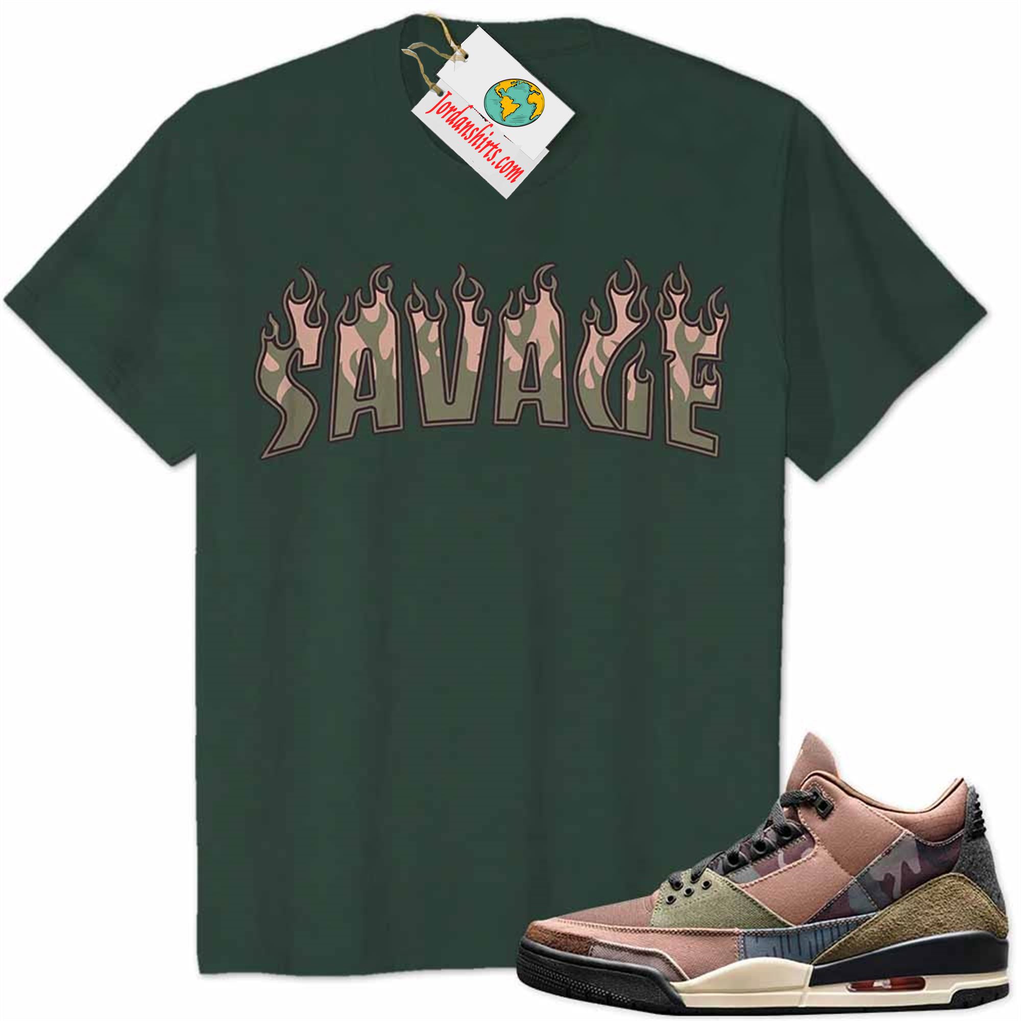 Jordan 3 Shirt, Savage Fire Style Forest Air Jordan 3 Patchwork 3s Full Size Up To 5xl