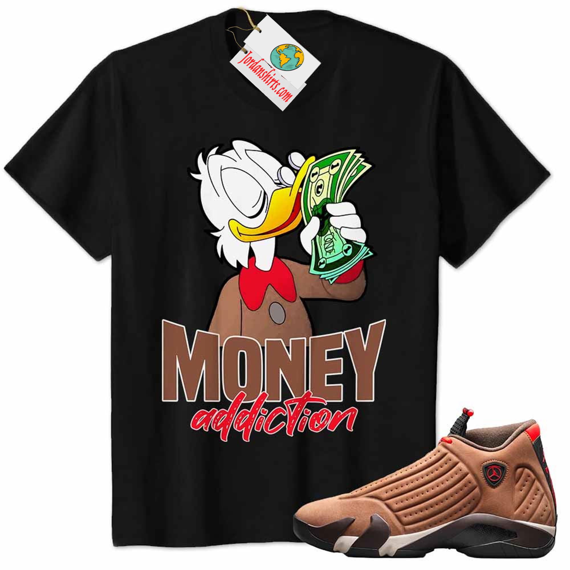 Jordan 14 Shirt, Scrooge Mcduck Money Addiction Black Air Jordan 14 Winterized 14s Plus Size Up To 5xl