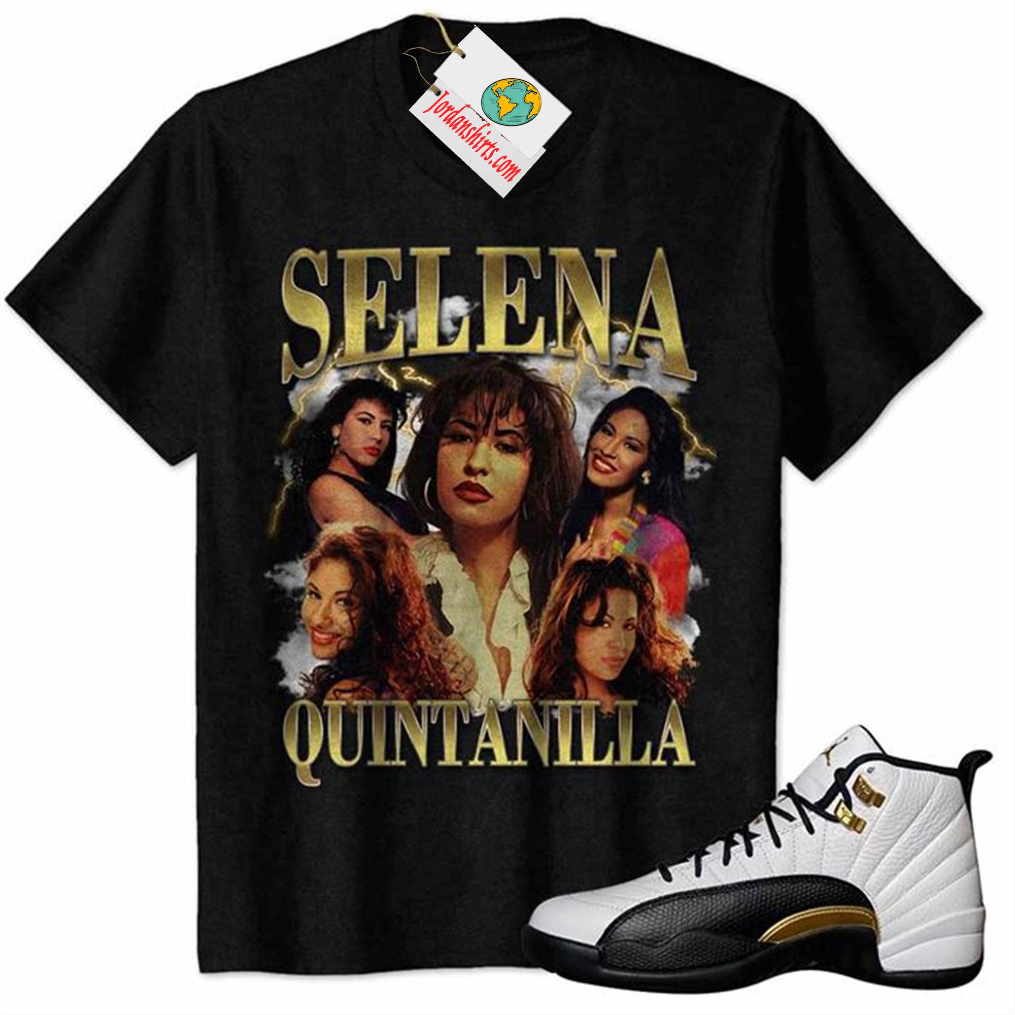 Jordan 12 Shirt, Selena Quintanilla Vintage 90s Black Air Jordan 12 Royalty 12s Size Up To 5xl