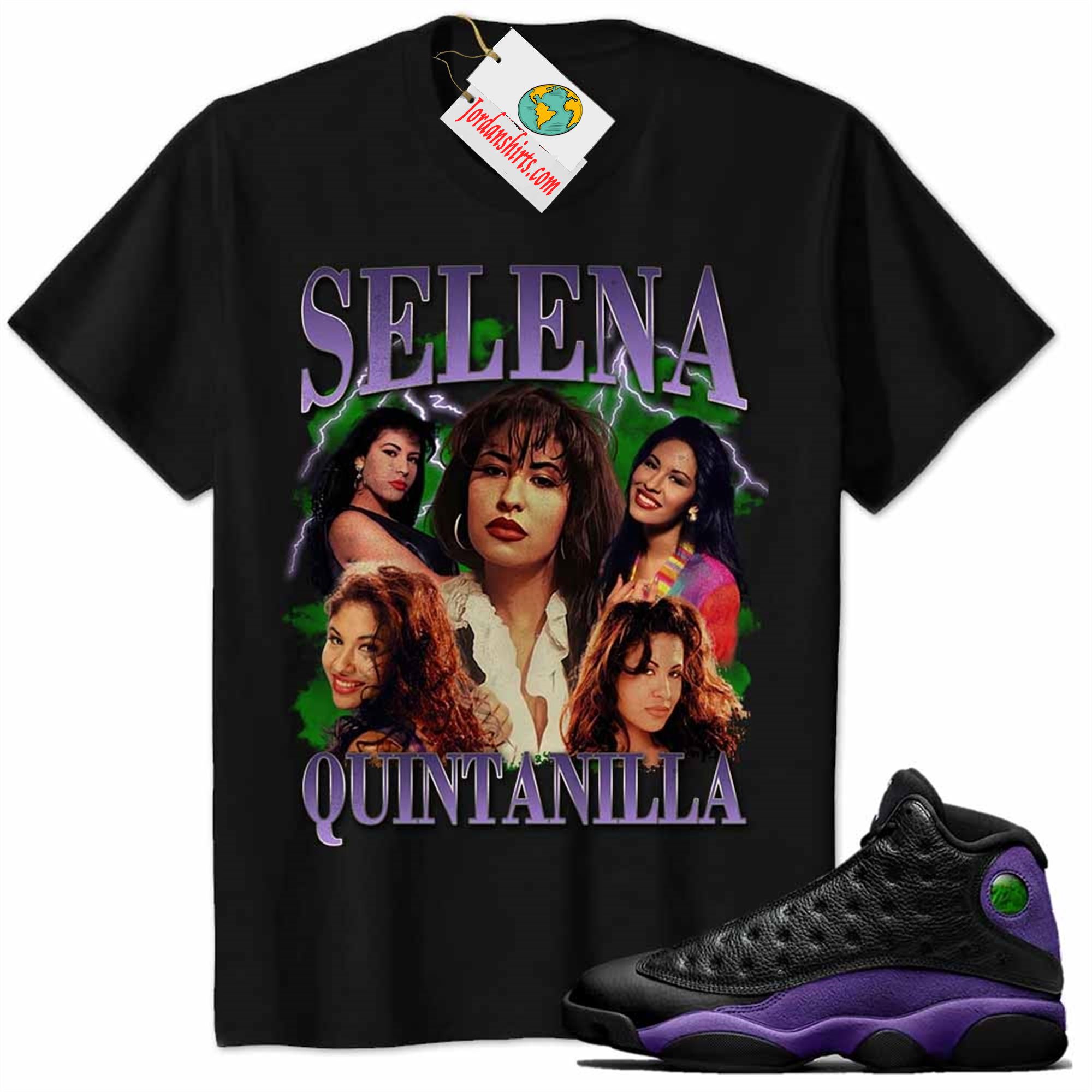 Jordan 13 Shirt, Selena Quintanilla Vintage 90s Black Air Jordan 13 Court Purple 13s Full Size Up To 5xl