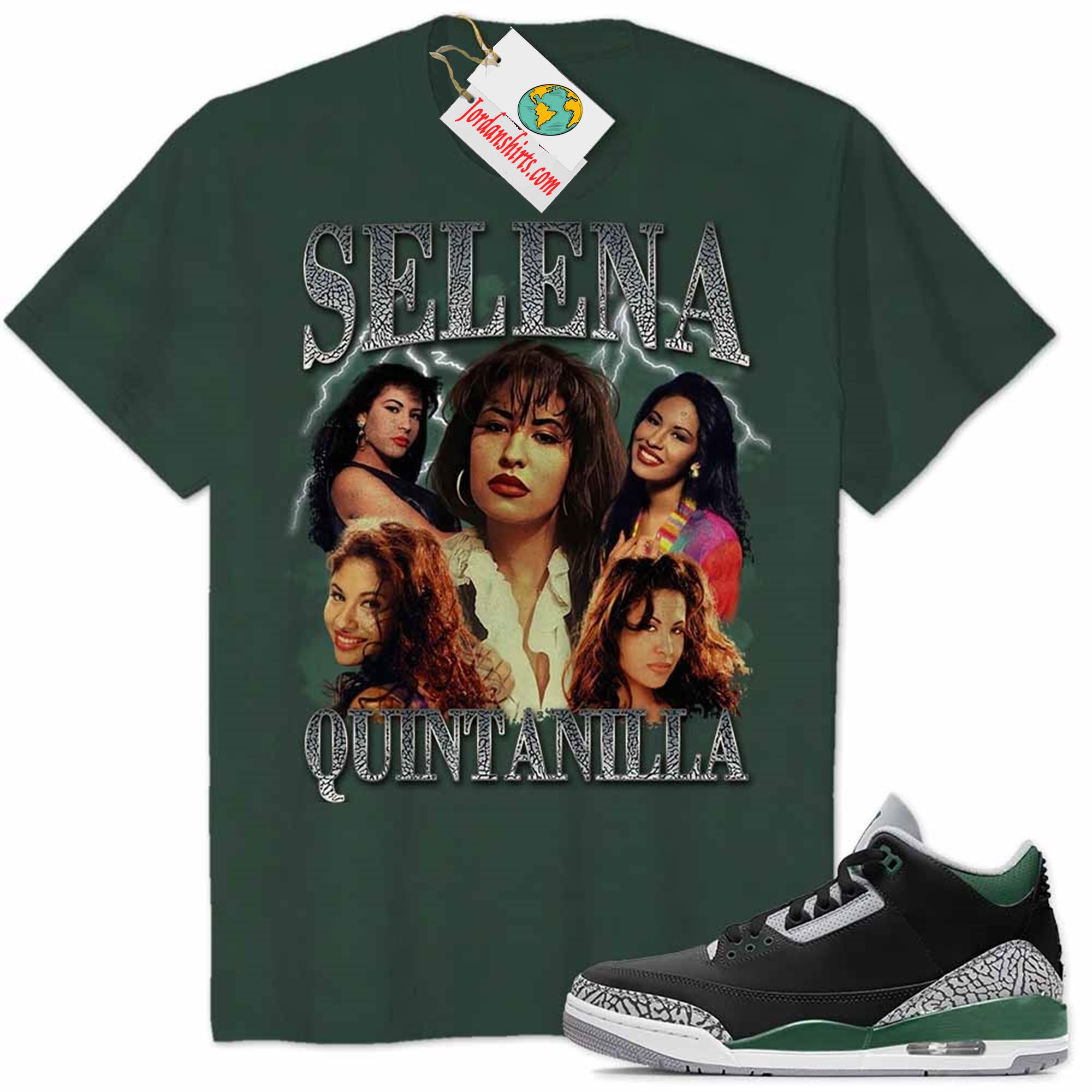 Jordan 3 Shirt, Selena Quintanilla Vintage 90s Forest Air Jordan 3 Pine Green 3s Size Up To 5xl