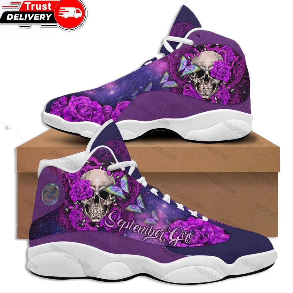Jordan 13 Sneaker, September Girl Purple Skull Flowers 13 Sneakers Xiii Shoes