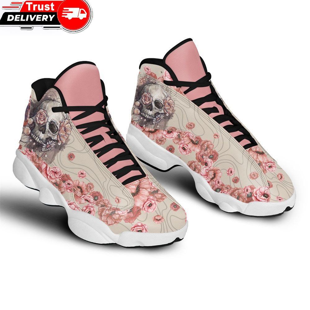 Jordan 13 Shoes, Skull Flower Pattern 13 Sneakers Xiii Shoes