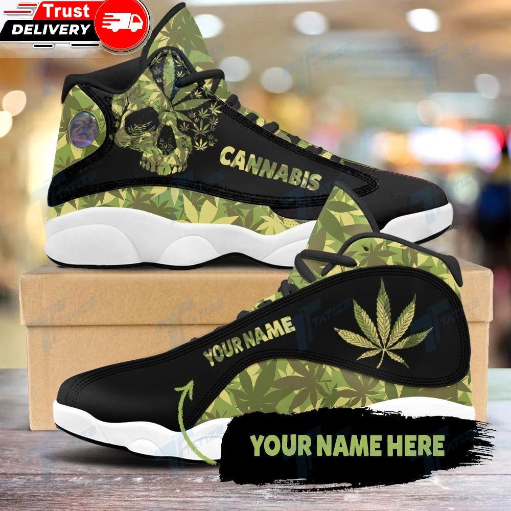 Jd 13 Shoes, Skull Weed Camo Pattern J13 Sneakers Xiii Shoes Custom
