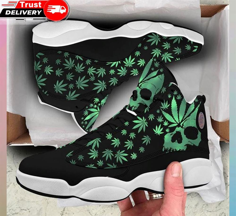 Jd 13 Shoes, Skull Weed Sneakers J13 Skull Lover Skull Shoes 420 Shoes