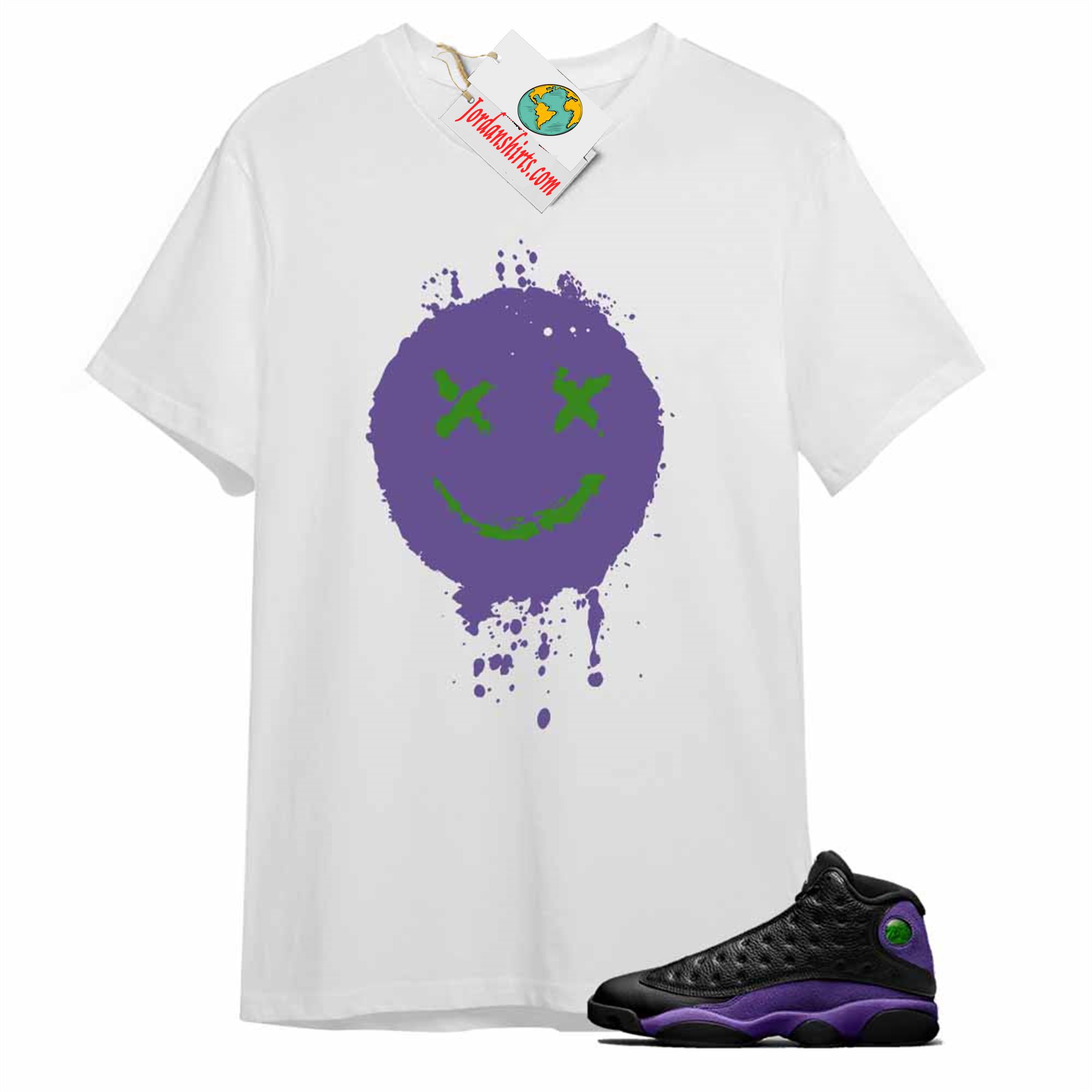 Jordan 13 Shirt, Smile Happy Face White T-shirt Air Jordan 13 Court Purple 13s Full Size Up To 5xl