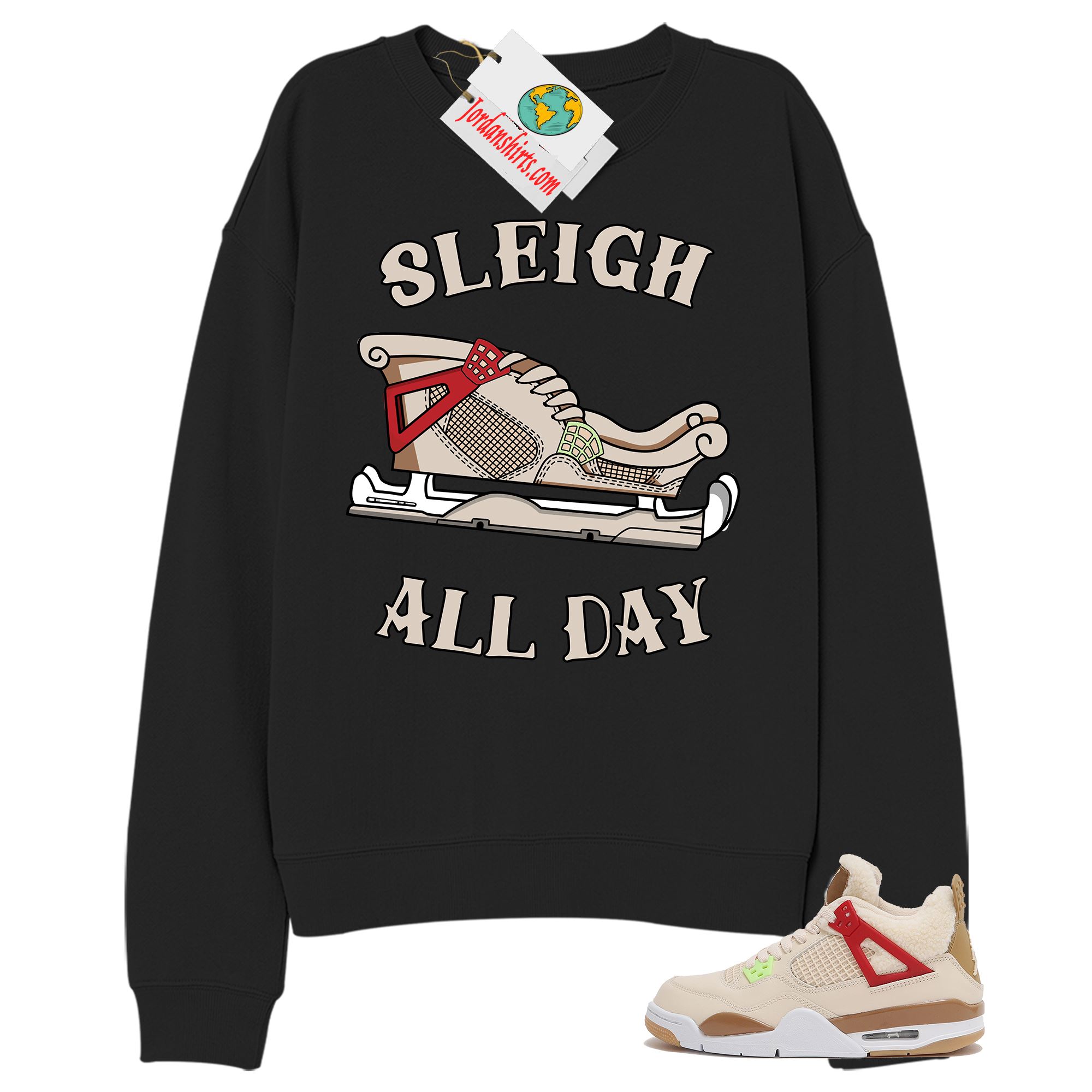 Jordan 4 Sweatshirt, Sneaker Sleigh Black Sweatshirt Air Jordan 4 Wild Things 4s Full Size Up To 5xl