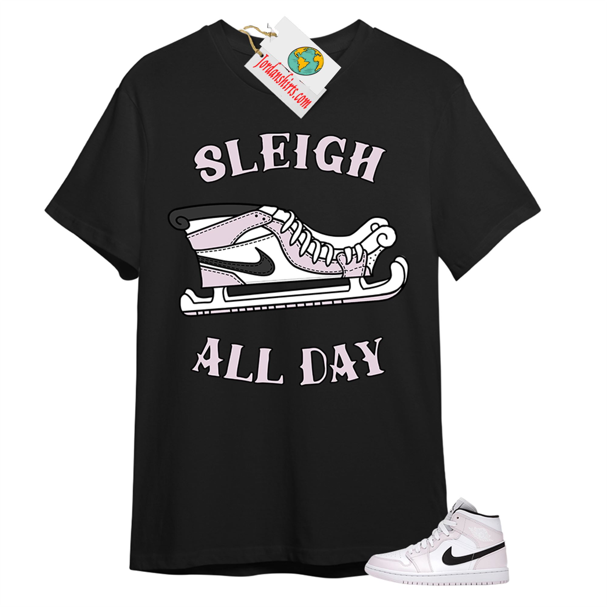 Jordan 1 Shirt, Sneaker Sleigh Black T-shirt Air Jordan 1 Barely Rose 1s Plus Size Up To 5xl