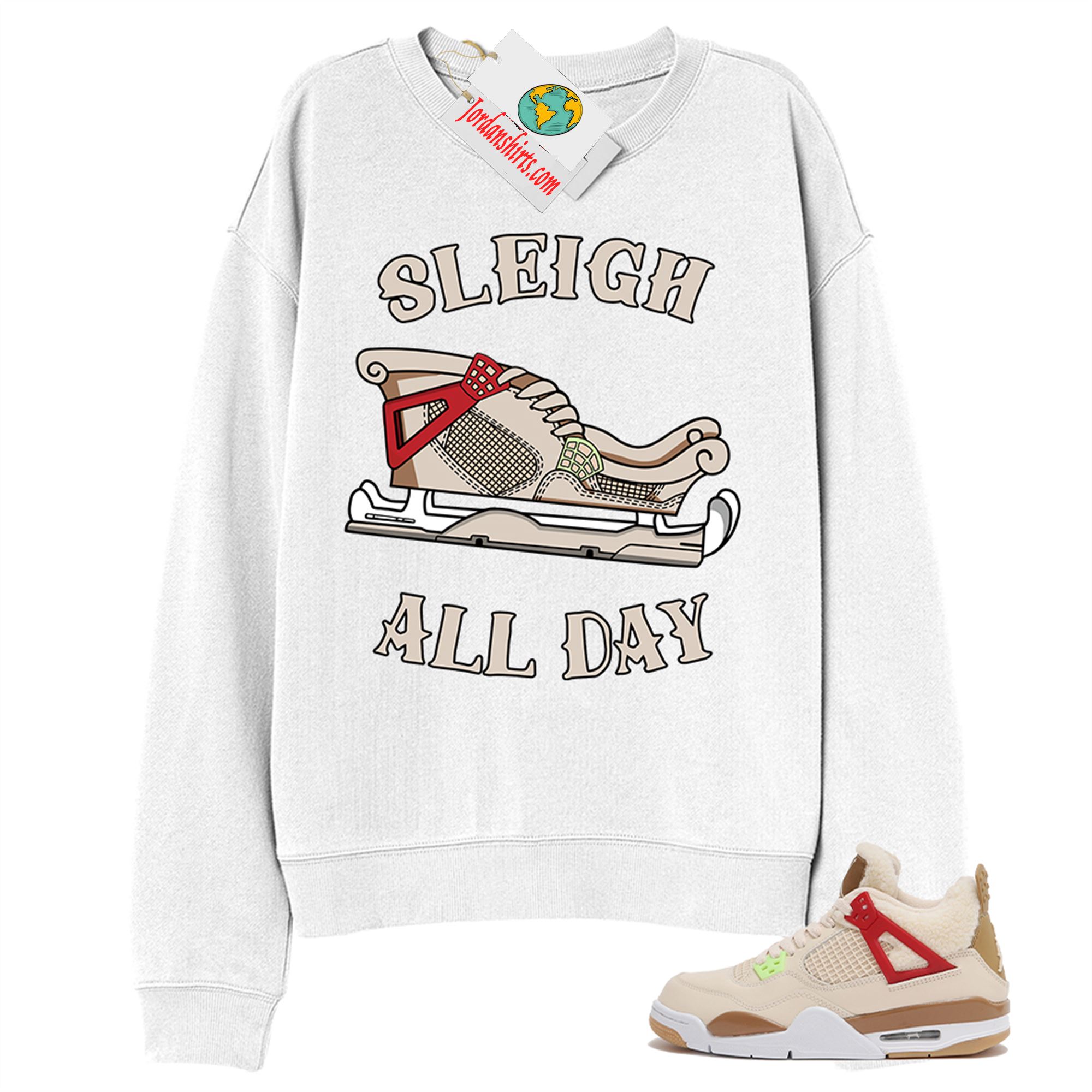 Jordan 4 Sweatshirt, Sneaker Sleigh White Sweatshirt Air Jordan 4 Wild Things 4s Plus Size Up To 5xl
