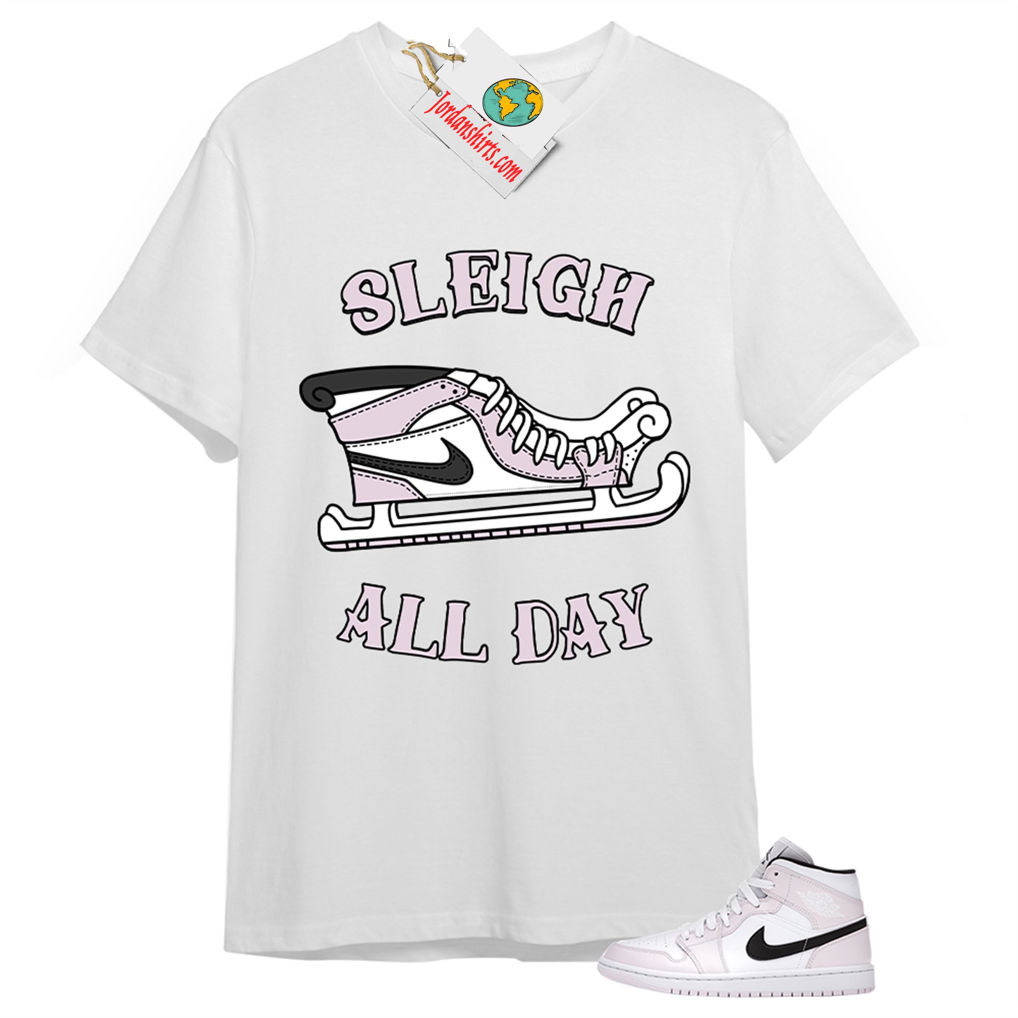 Jordan 1 Shirt, Sneaker Sleigh White T-shirt Air Jordan 1 Barely Rose 1s Plus Size Up To 5xl