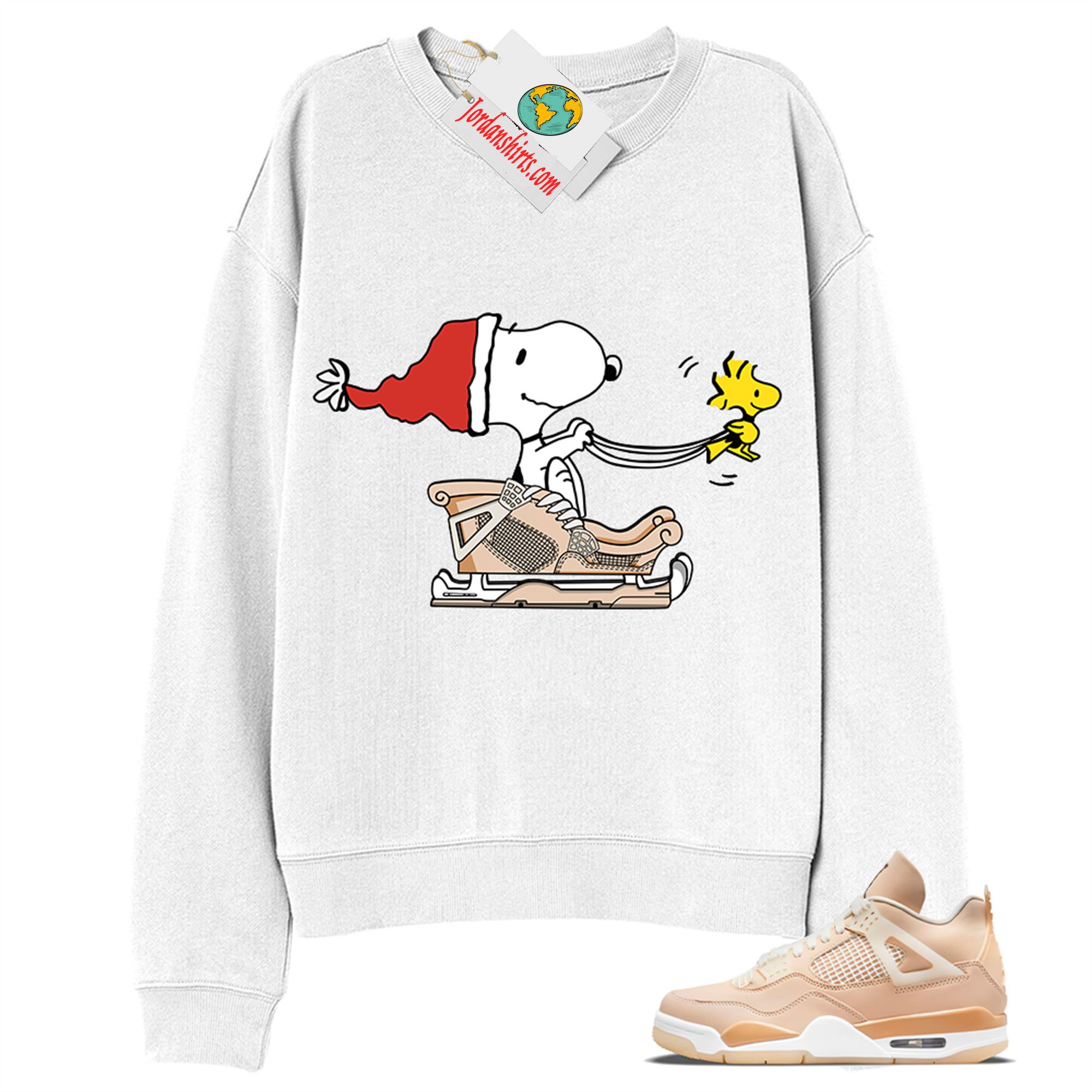 Jordan 4 Sweatshirt, Snoopy Dog Christmas White Sweatshirt Air Jordan 4 Shimmer 4s Full Size Up To 5xl
