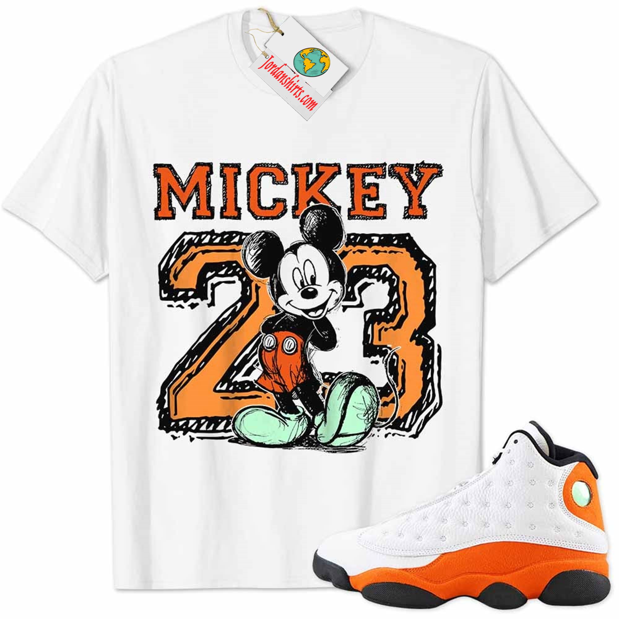 Jordan 13 Shirt, Starfish 13s Shirt Mickey 23 Michael Jordan Number Draw White Size Up To 5xl