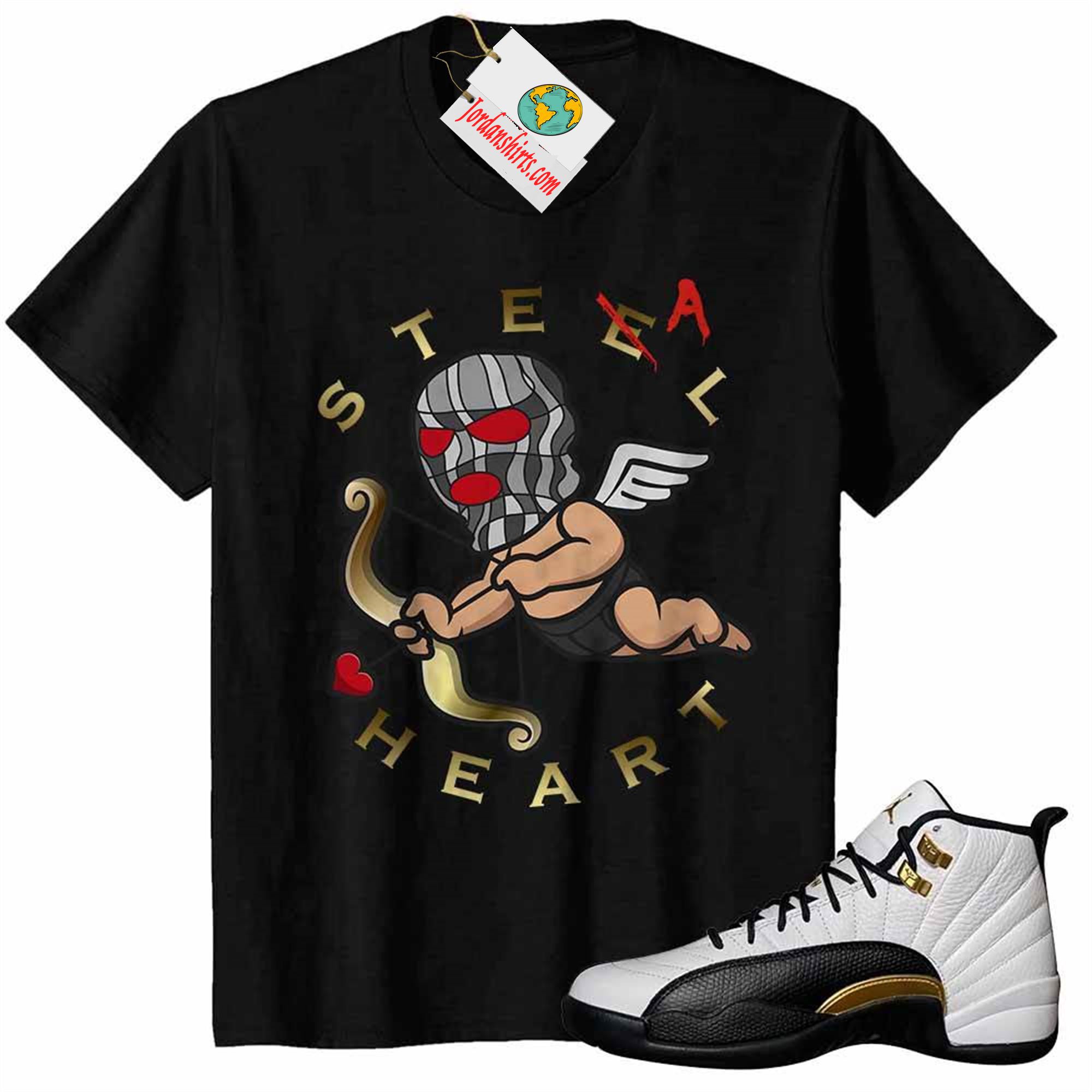 Jordan 12 Shirt, Steel Steal Heart Cupid Gangster Angel Ski Mask Black Air Jordan 12 Royalty 12s Plus Size Up To 5xl