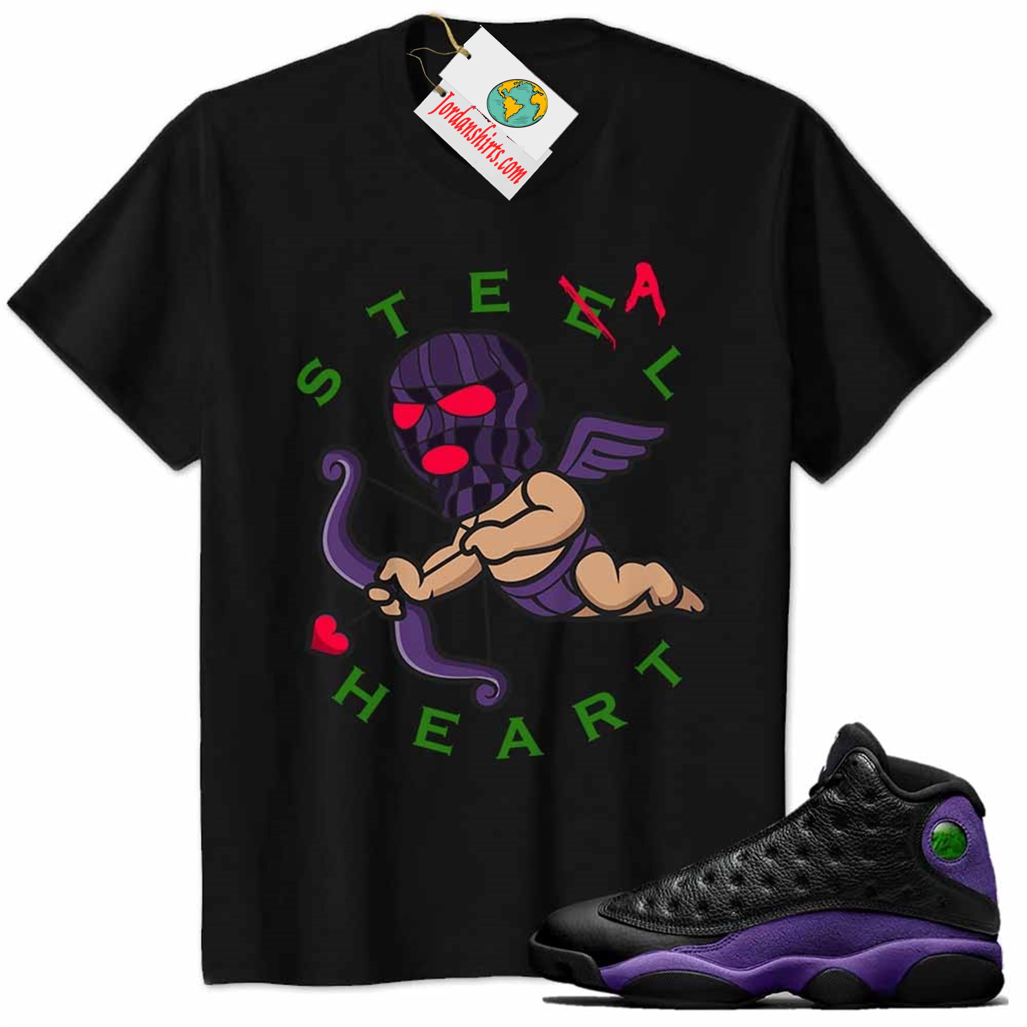 Jordan 13 Shirt, Steel Steal Heart Cupid Gangster Angel Ski Mask Black Air Jordan 13 Court Purple 13s Full Size Up To 5xl