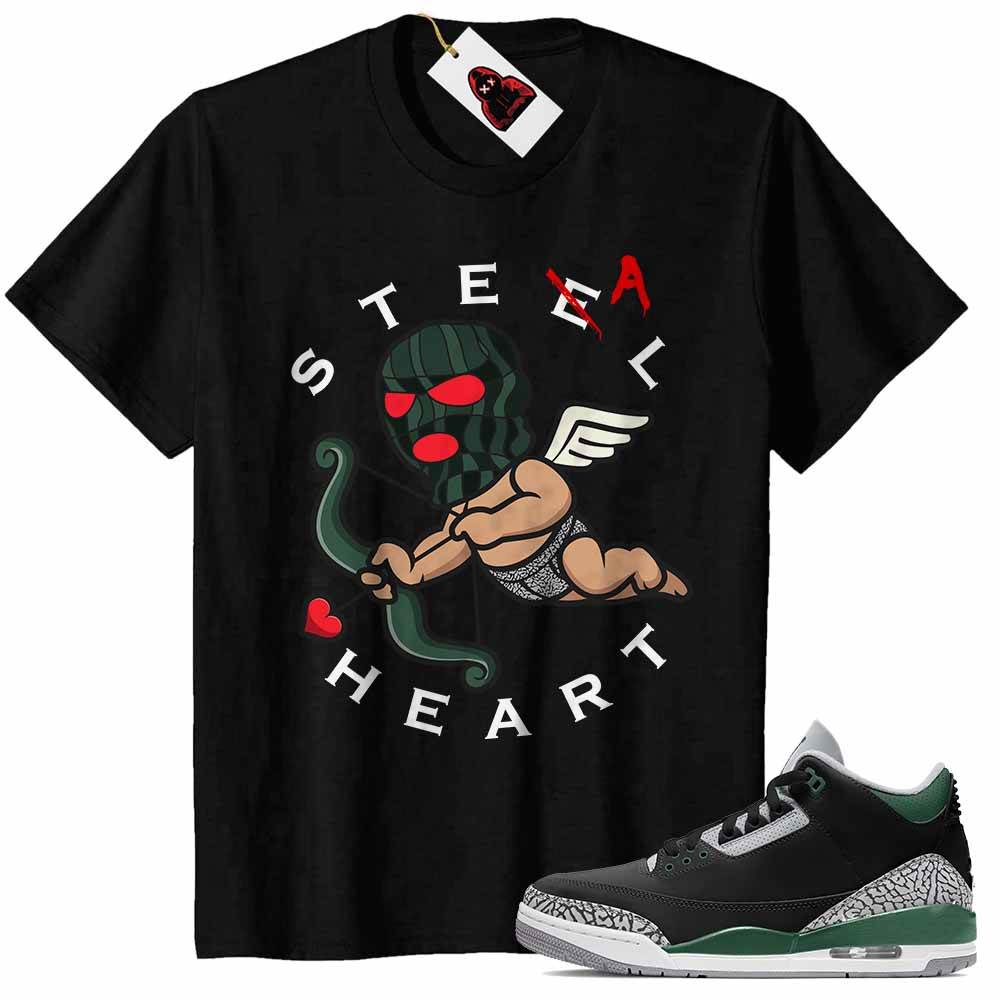 Jordan 3 Shirt, Steel Steal Heart Cupid Gangster Angel Ski Mask Black Air Jordan 3 Pine Green 3s Plus Size Up To 5xl