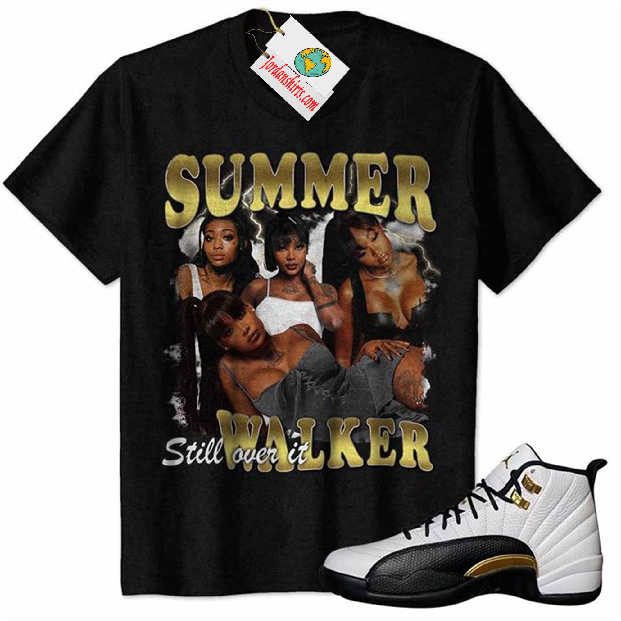 Jordan 12 Shirt, Summer Walker Vintage 90s Black Air Jordan 12 Royalty 12s Size Up To 5xl