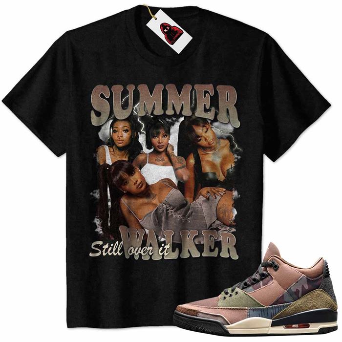 Jordan 3 Shirt, Summer Walker Vintage 90s Black Air Jordan 3 Patchwork 3s Size Up To 5xl