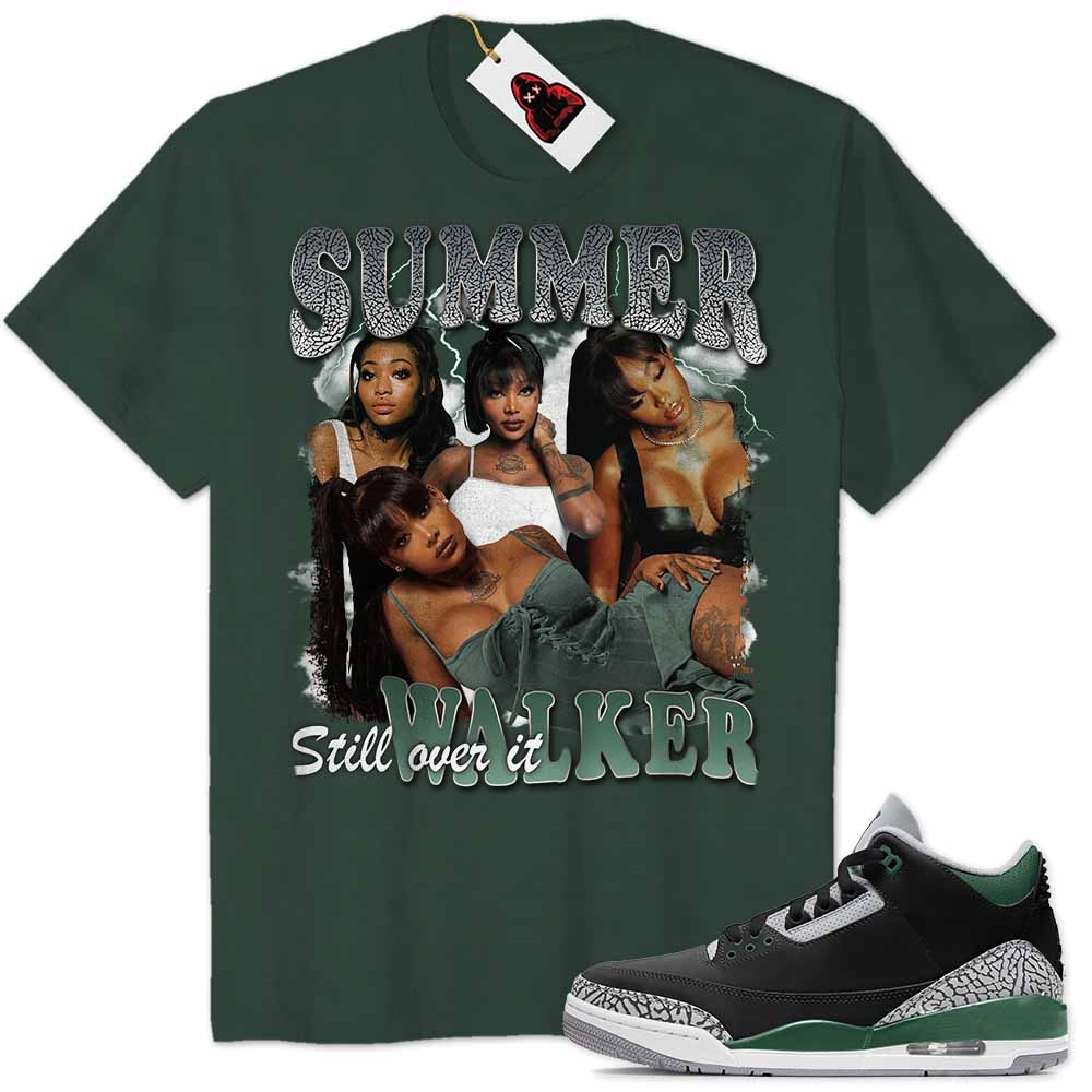 Jordan 3 Shirt, Summer Walker Vintage 90s Forest Air Jordan 3 Pine Green 3s Size Up To 5xl