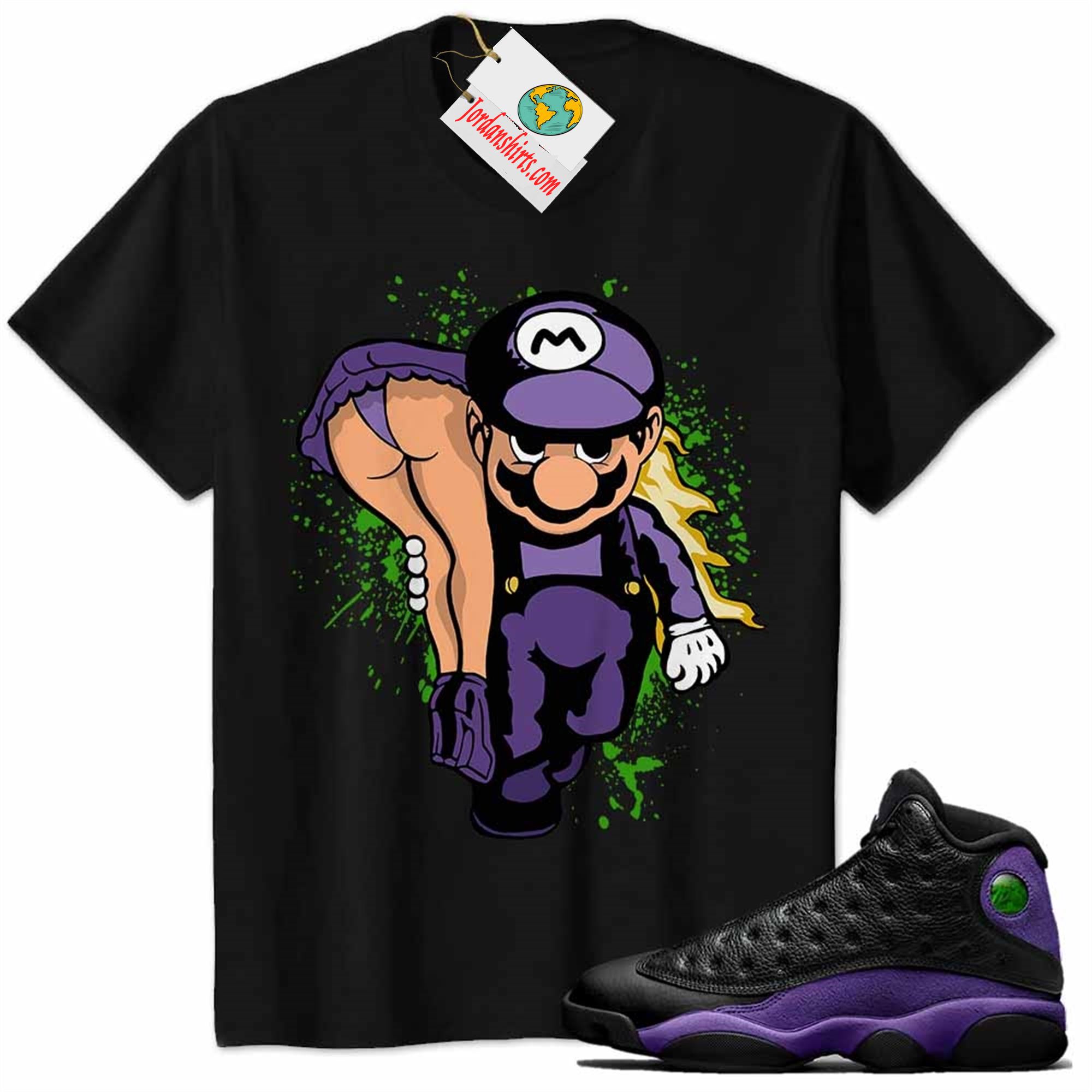 Jordan 13 Shirt, Super Mario Catch Big Butt Peach Black Air Jordan 13 Court Purple 13s Full Size Up To 5xl