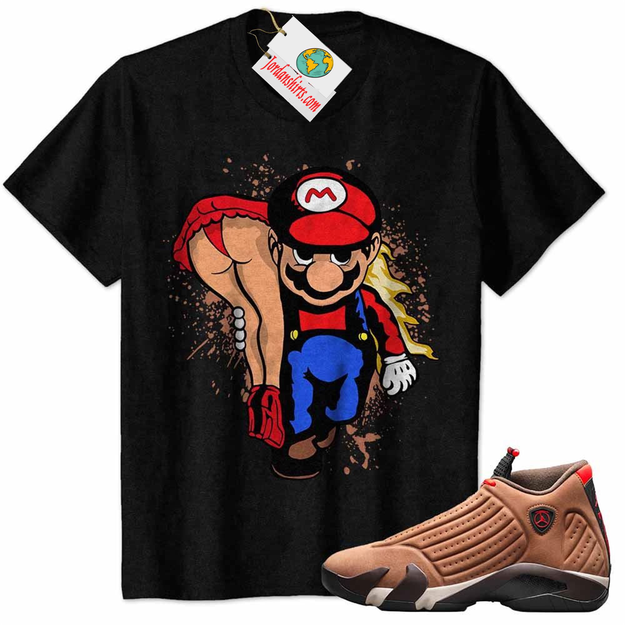 Jordan 14 Shirt, Super Mario Catch Big Butt Peach Black Air Jordan 14 Winterized 14s Size Up To 5xl