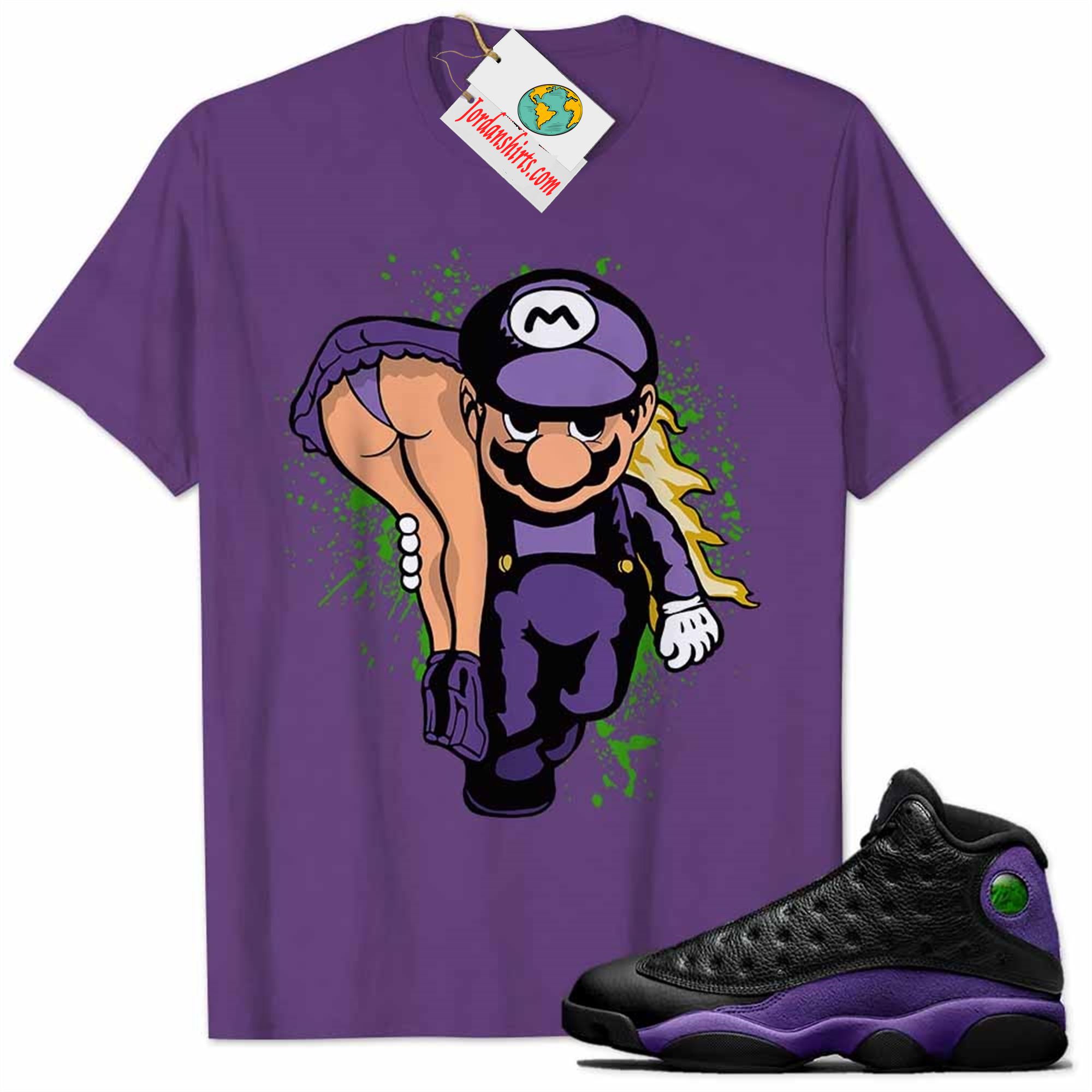 Jordan 13 Shirt, Super Mario Catch Big Butt Peach Purple Air Jordan 13 Court Purple 13s Plus Size Up To 5xl