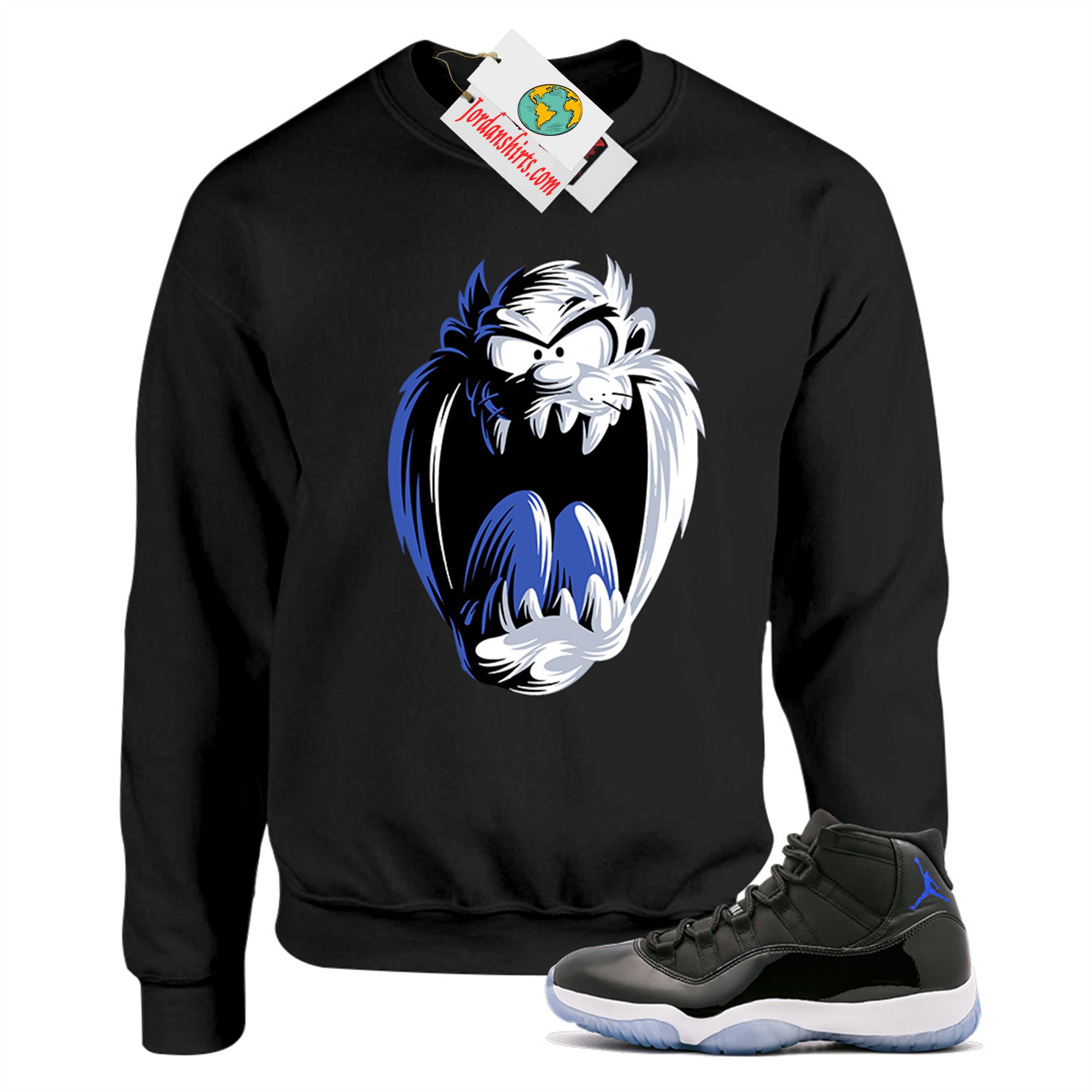 Jordan 11 Sweatshirt, Taz Bunny Black Sweatshirt Air Jordan 11 Space Jam 11s Size Up To 5xl