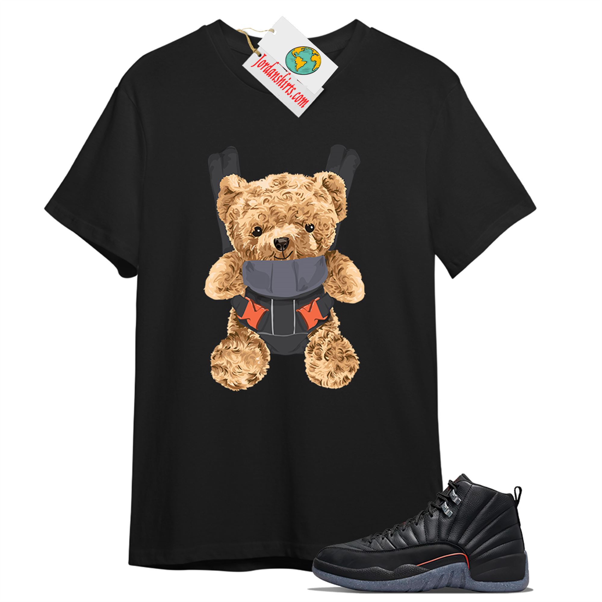 Jordan 12 Shirt, Teddy Bear Bag Black T-shirt Air Jordan 12 Utility Grind 12s Plus Size Up To 5xl