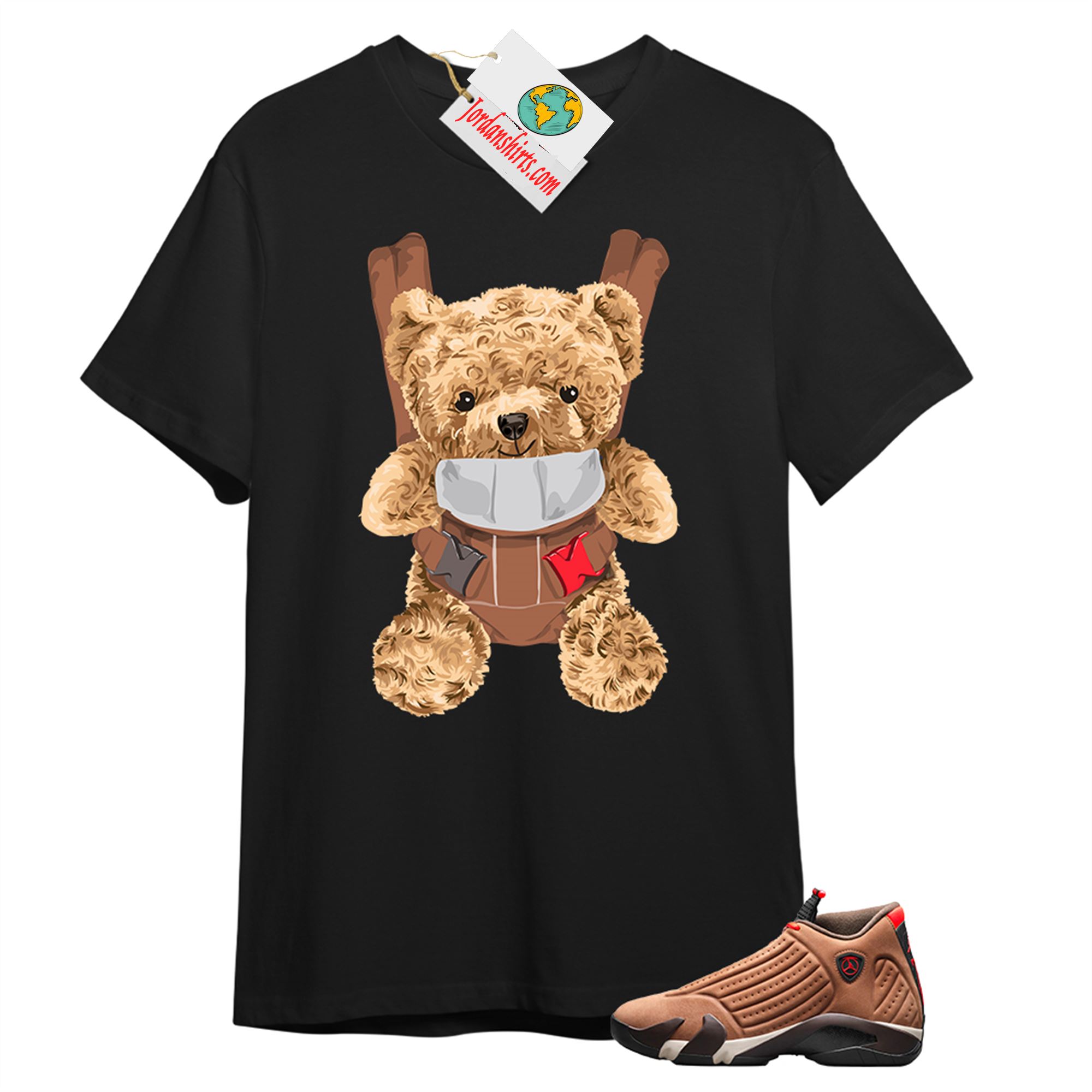 Jordan 14 Shirt, Teddy Bear Bag Black T-shirt Air Jordan 14 Winterized 14s Full Size Up To 5xl