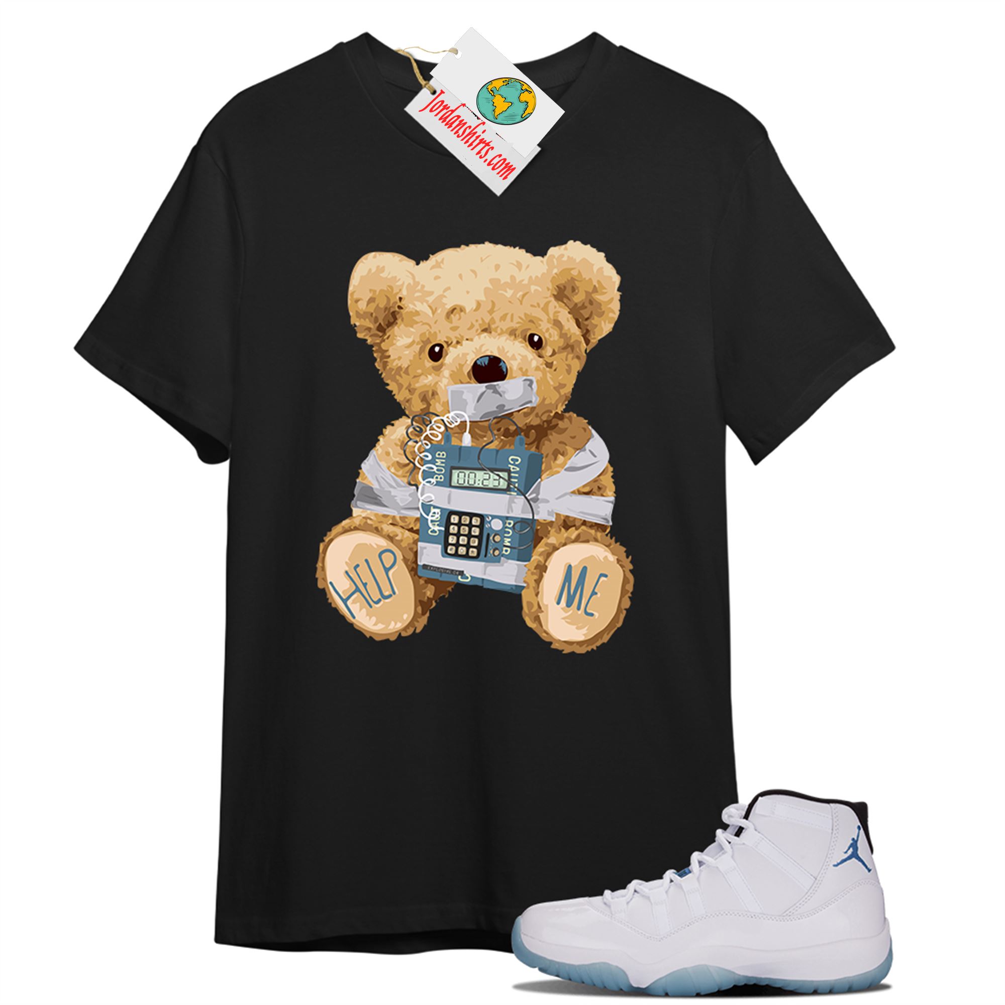 Jordan 11 Shirt, Teddy Bear Bomb Black T-shirt Air Jordan 11 Legend Blue 11s Plus Size Up To 5xl