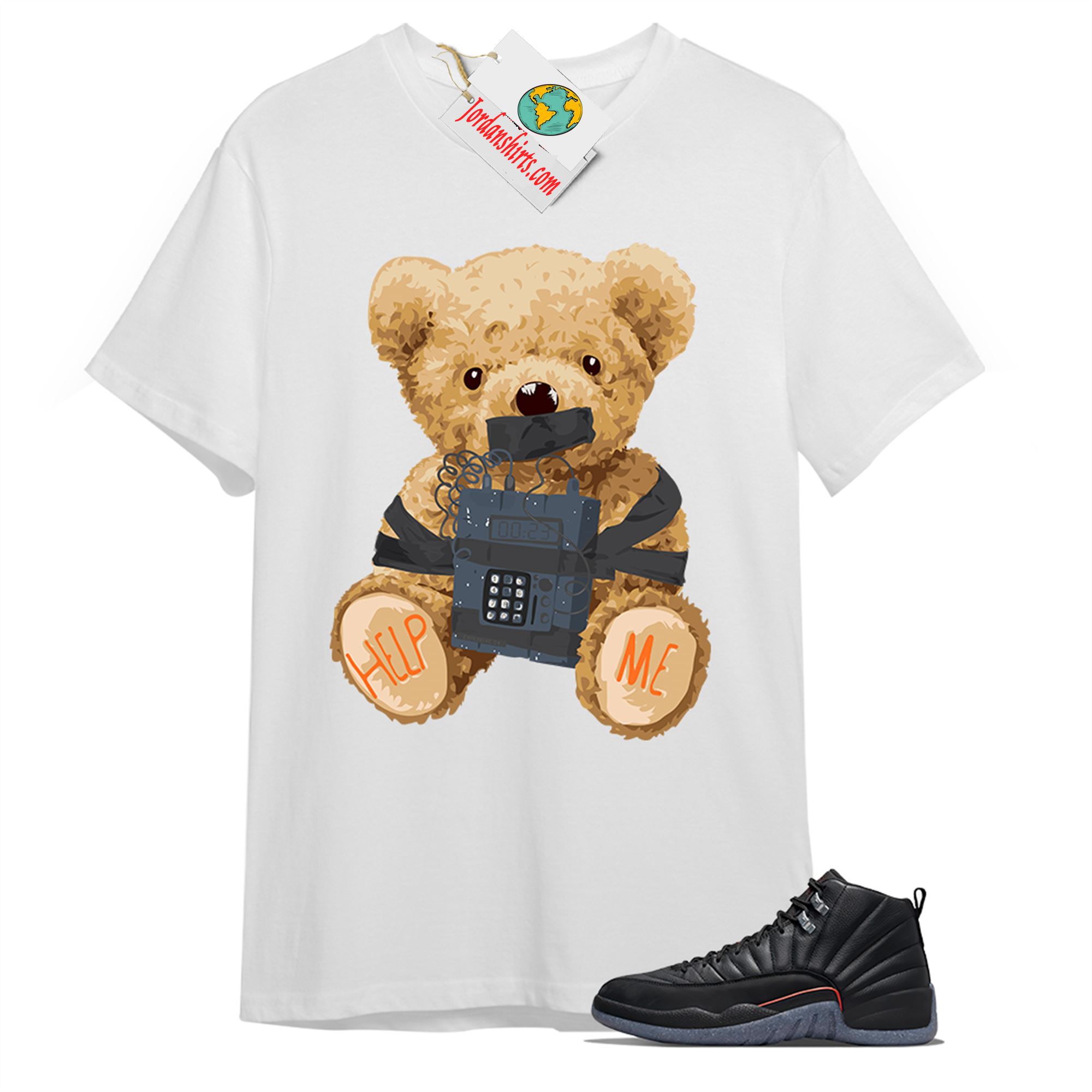 Jordan 12 Shirt, Teddy Bear Bomb White T-shirt Air Jordan 12 Utility Grind 12s Plus Size Up To 5xl