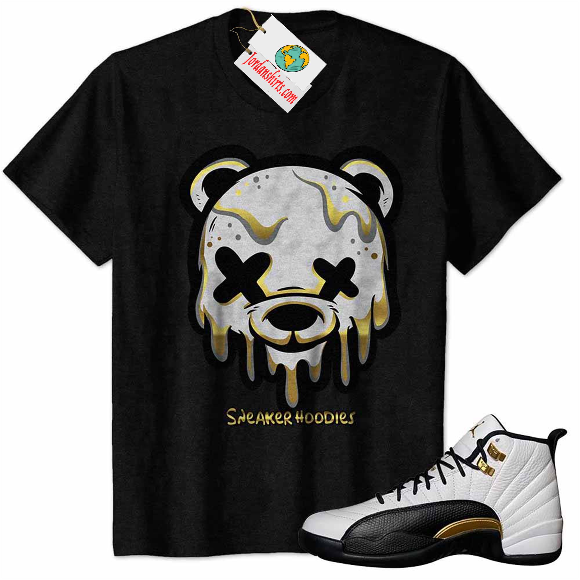 Jordan 12 Shirt, Teddy Bear Dripping Black Air Jordan 12 Royalty 12s Plus Size Up To 5xl