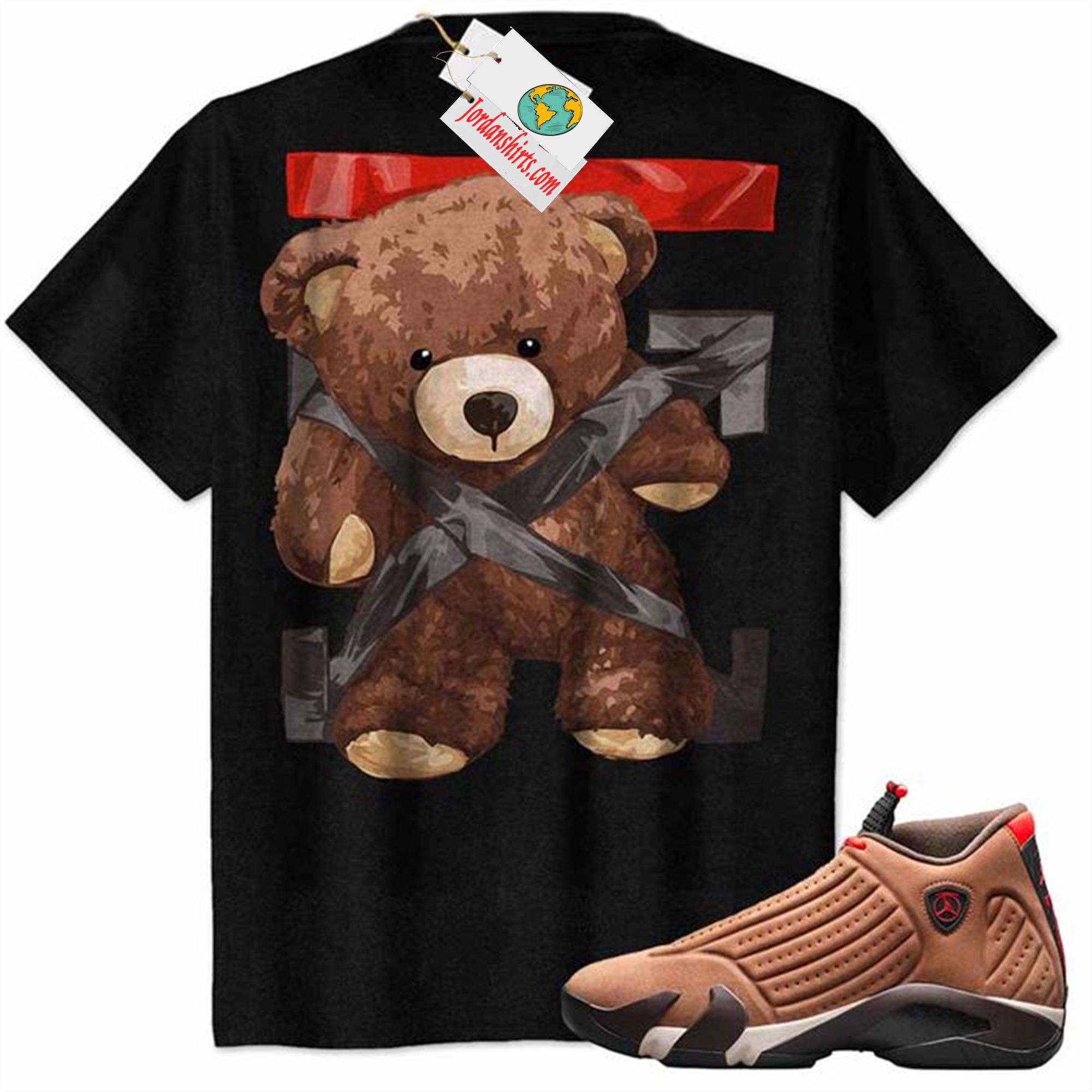 Jordan 14 Shirt, Teddy Bear Duck Tape Backside Black Air Jordan 14 Winterized 14s Full Size Up To 5xl