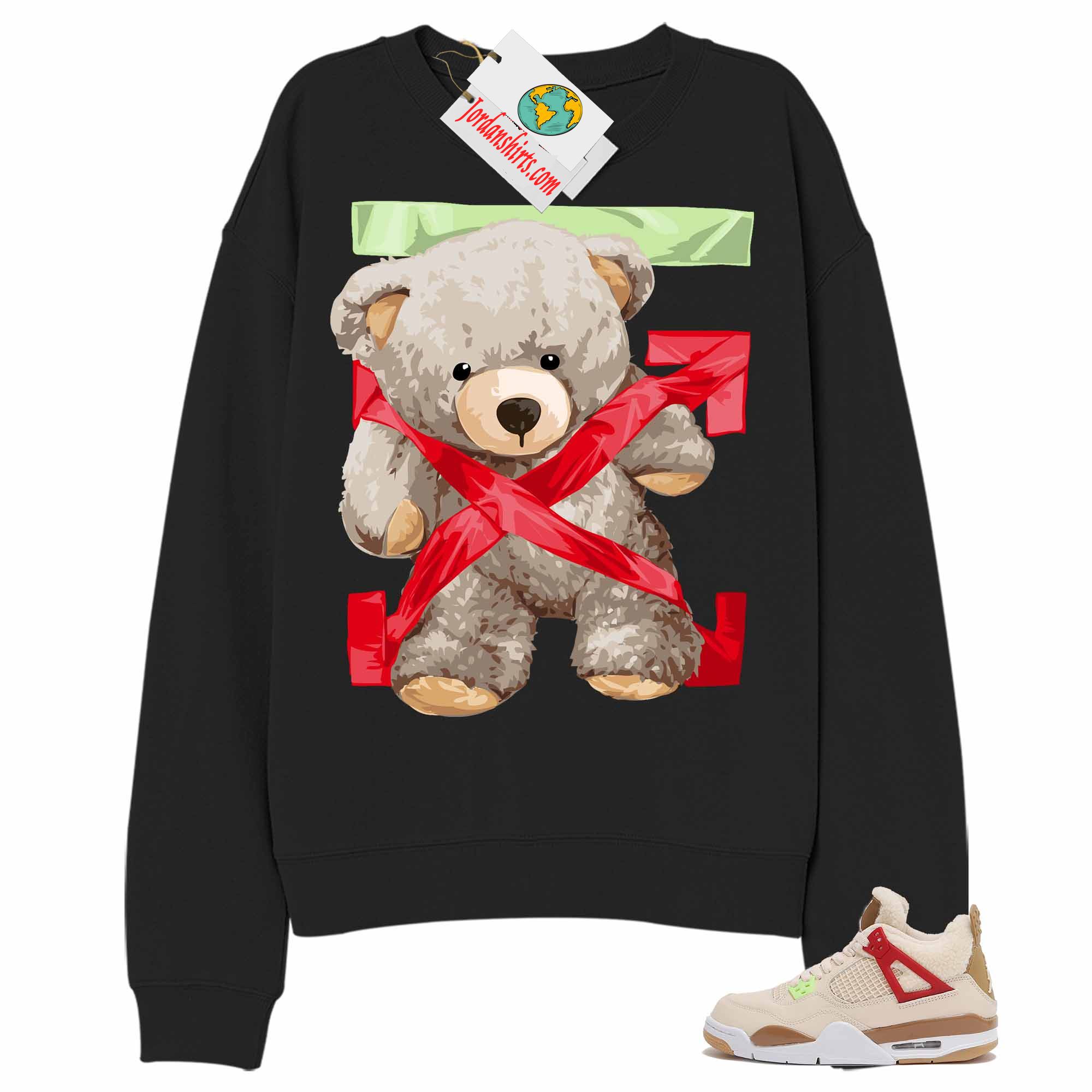 Jordan 4 Sweatshirt, Teddy Bear Duck Tape Black Sweatshirt Air Jordan 4 Wild Things 4s Size Up To 5xl
