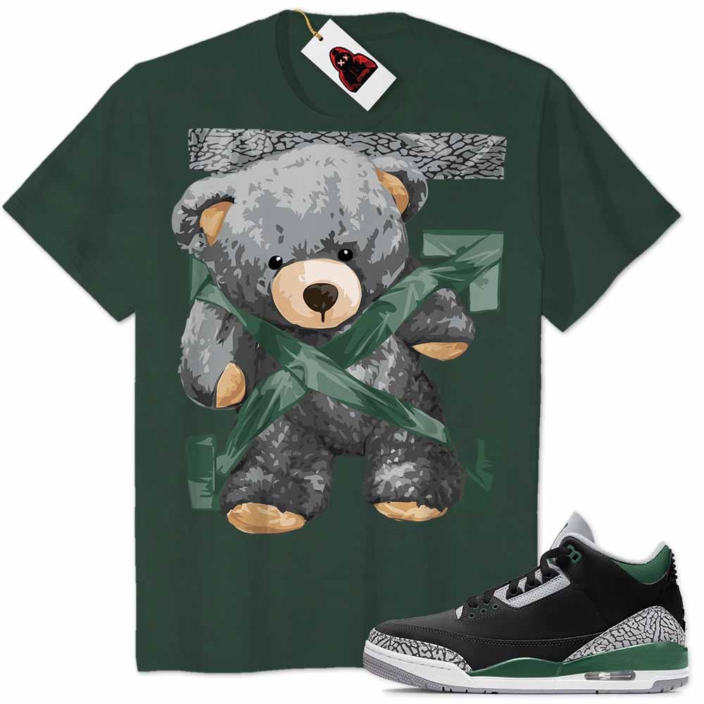 Jordan 3 Shirt, Teddy Bear Duck Tape Forest Air Jordan 3 Pine Green 3s Plus Size Up To 5xl