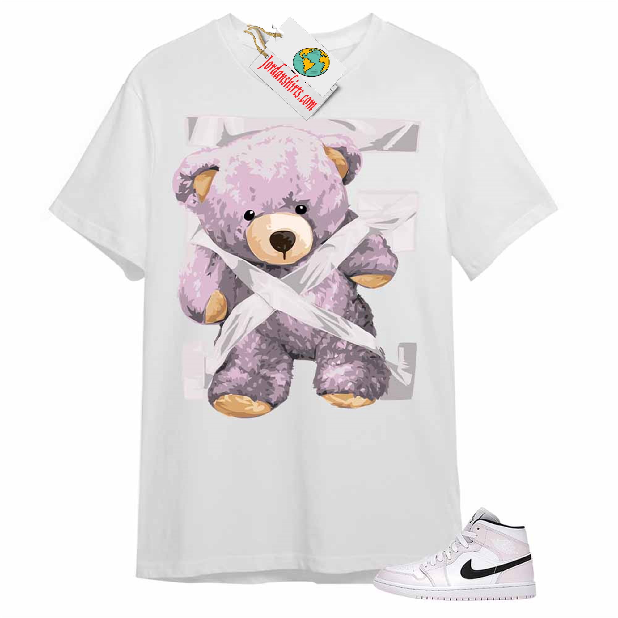 Jordan 1 Shirt, Teddy Bear Duck Tape White Air Jordan 1 Barely Rose 1s Full Size Up To 5xl