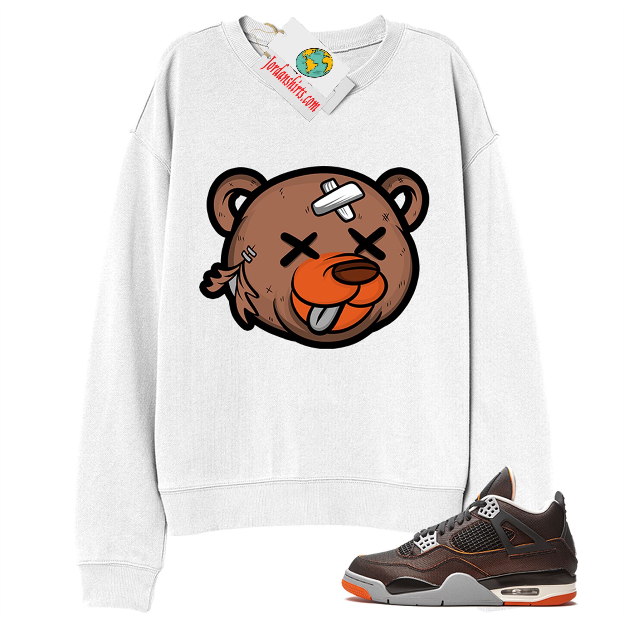 Jordan 4 Sweatshirt, Teddy Bear Head White Sweatshirt Air Jordan 4 Starfish 4s Full Size Up To 5xl