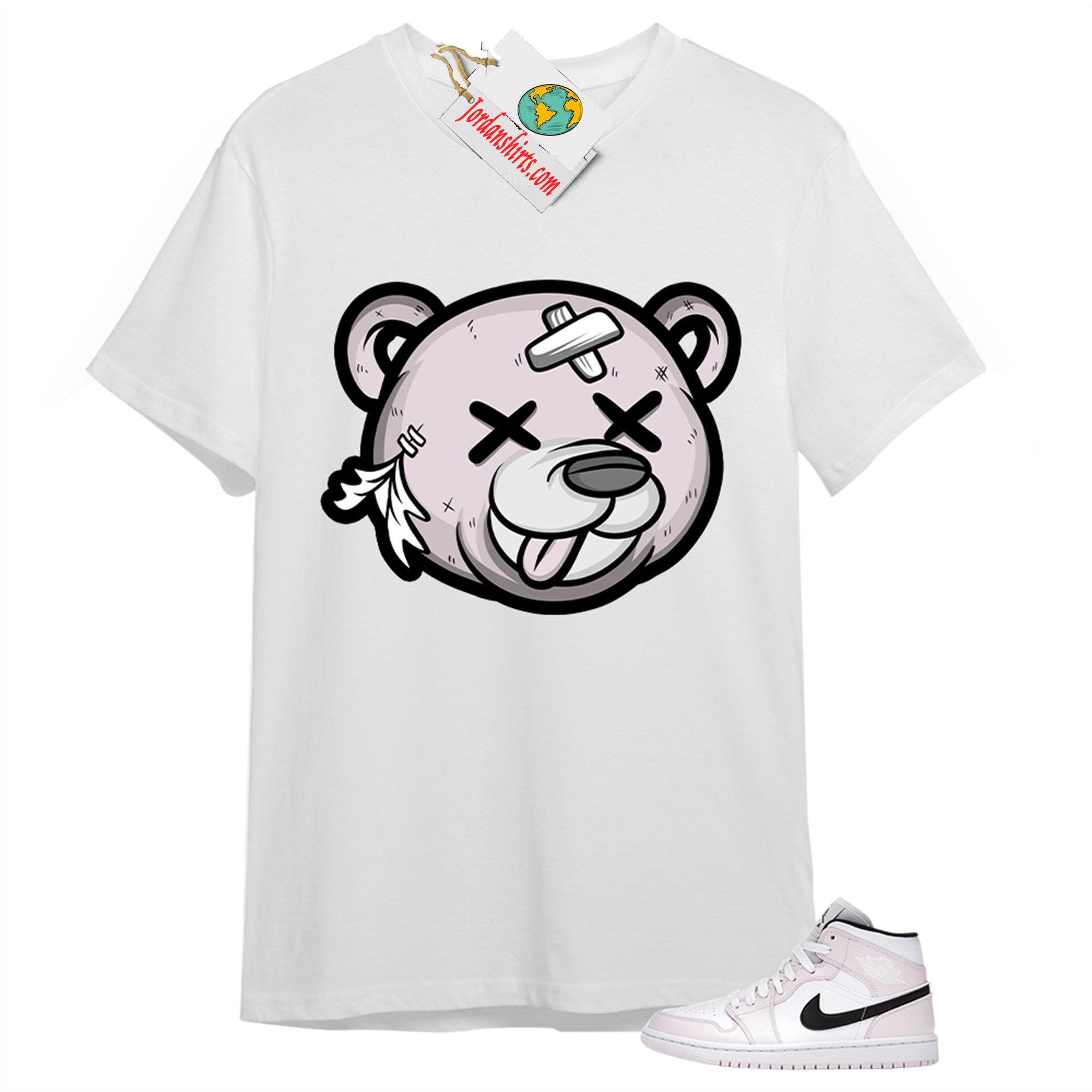 Jordan 1 Shirt, Teddy Bear Head White T-shirt Air Jordan 1 Barely Rose 1s Plus Size Up To 5xl