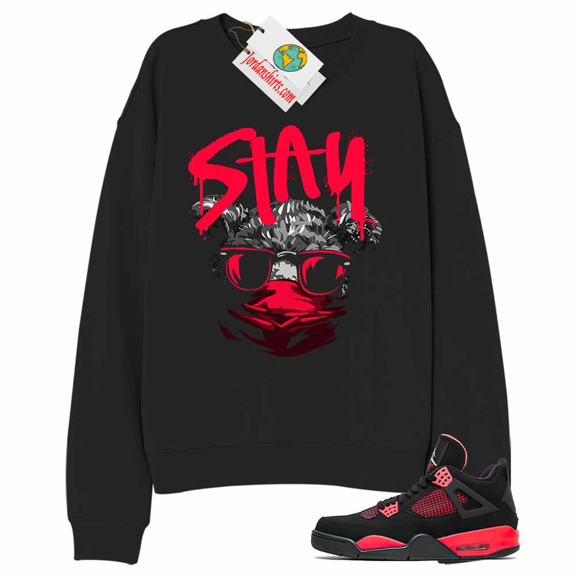 Jordan 4 Sweatshirt, Teddy Bear In Sunglasses _ Face Mask Black Sweatshirt Air Jordan 4 Red Thunder 4s Size Up To 5xl